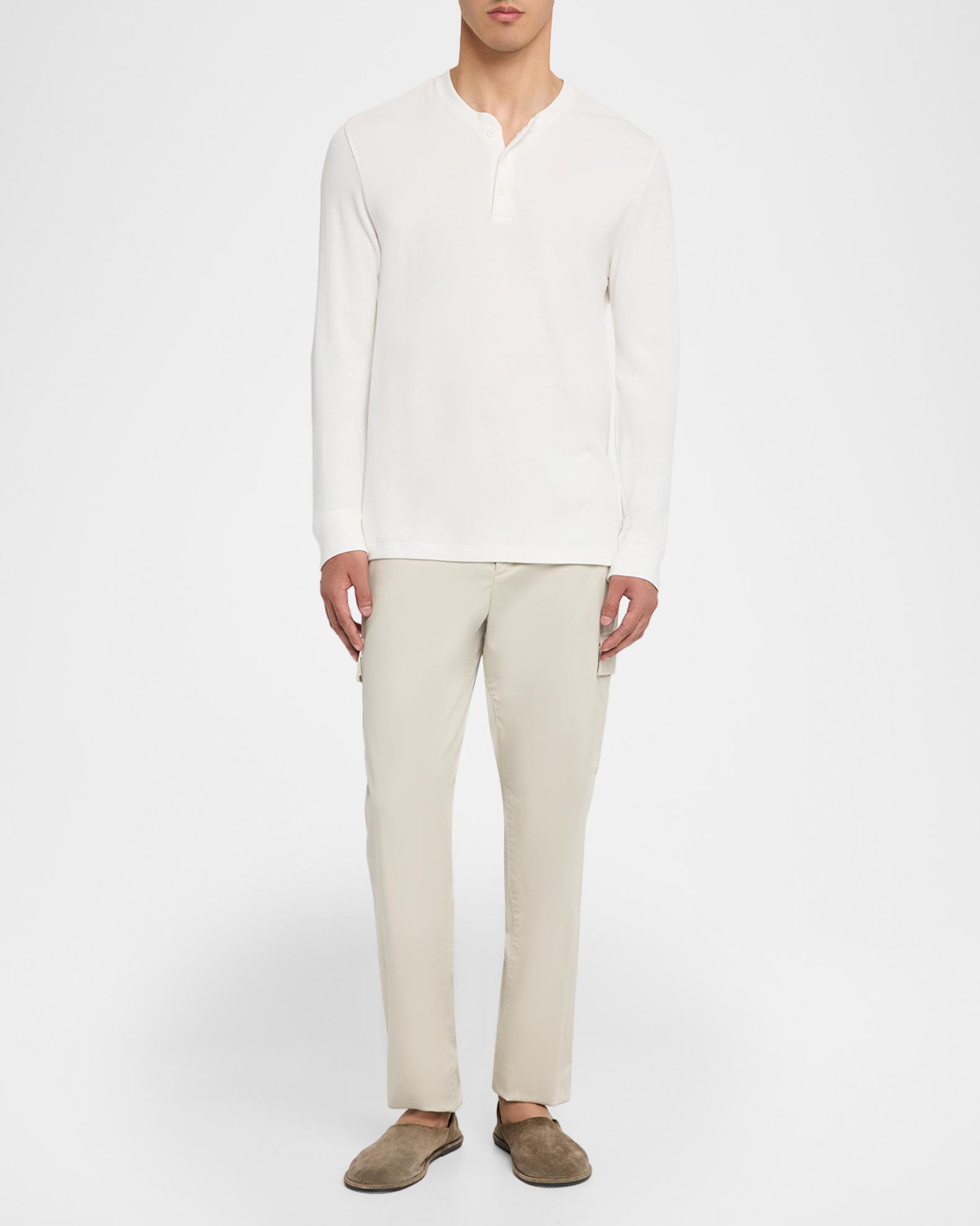 Vince Men's Jacquard-Rib Cotton Long-Sleeve Henley T-Shirt