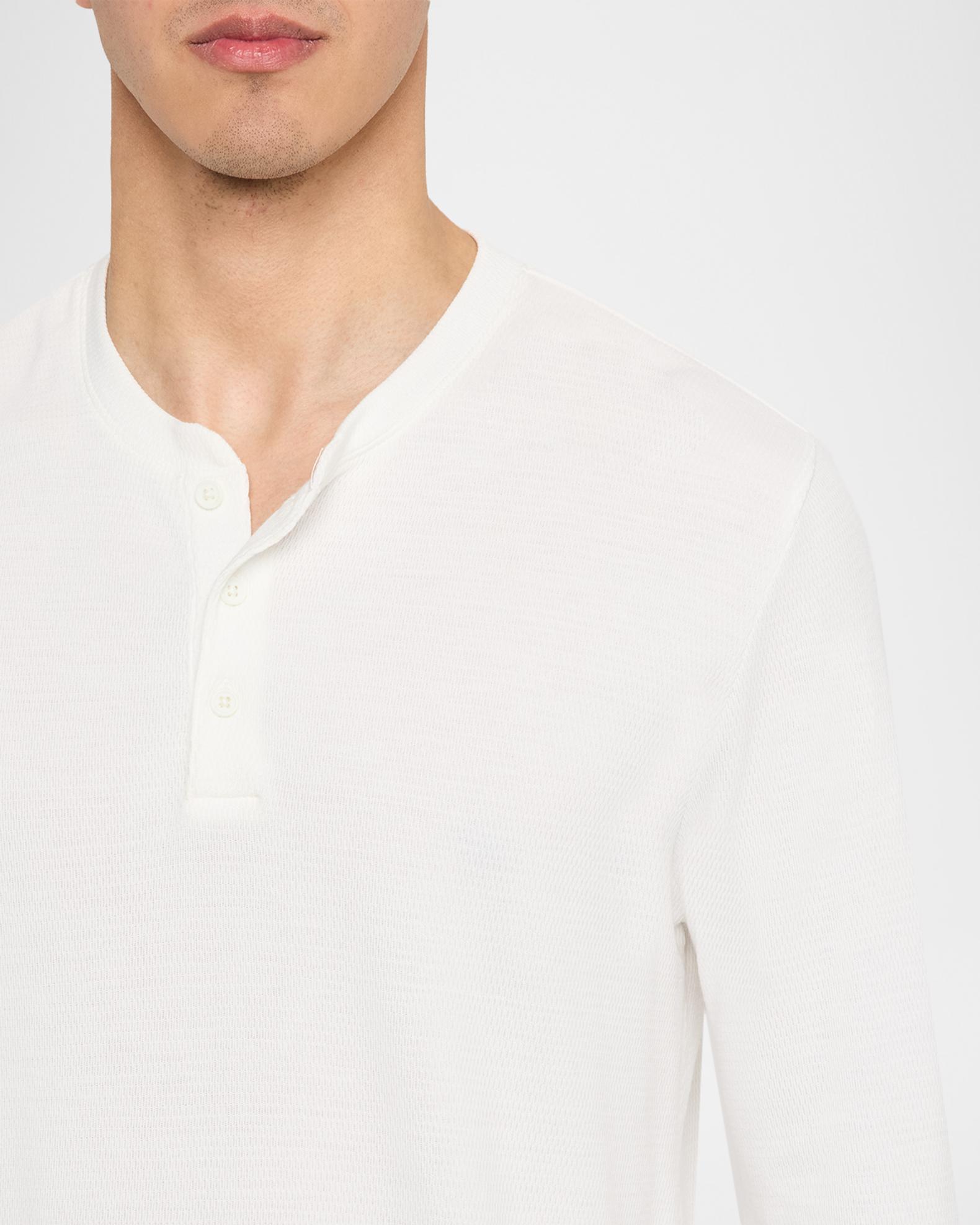 Vince Men's Jacquard-Rib Cotton Long-Sleeve Henley T-Shirt