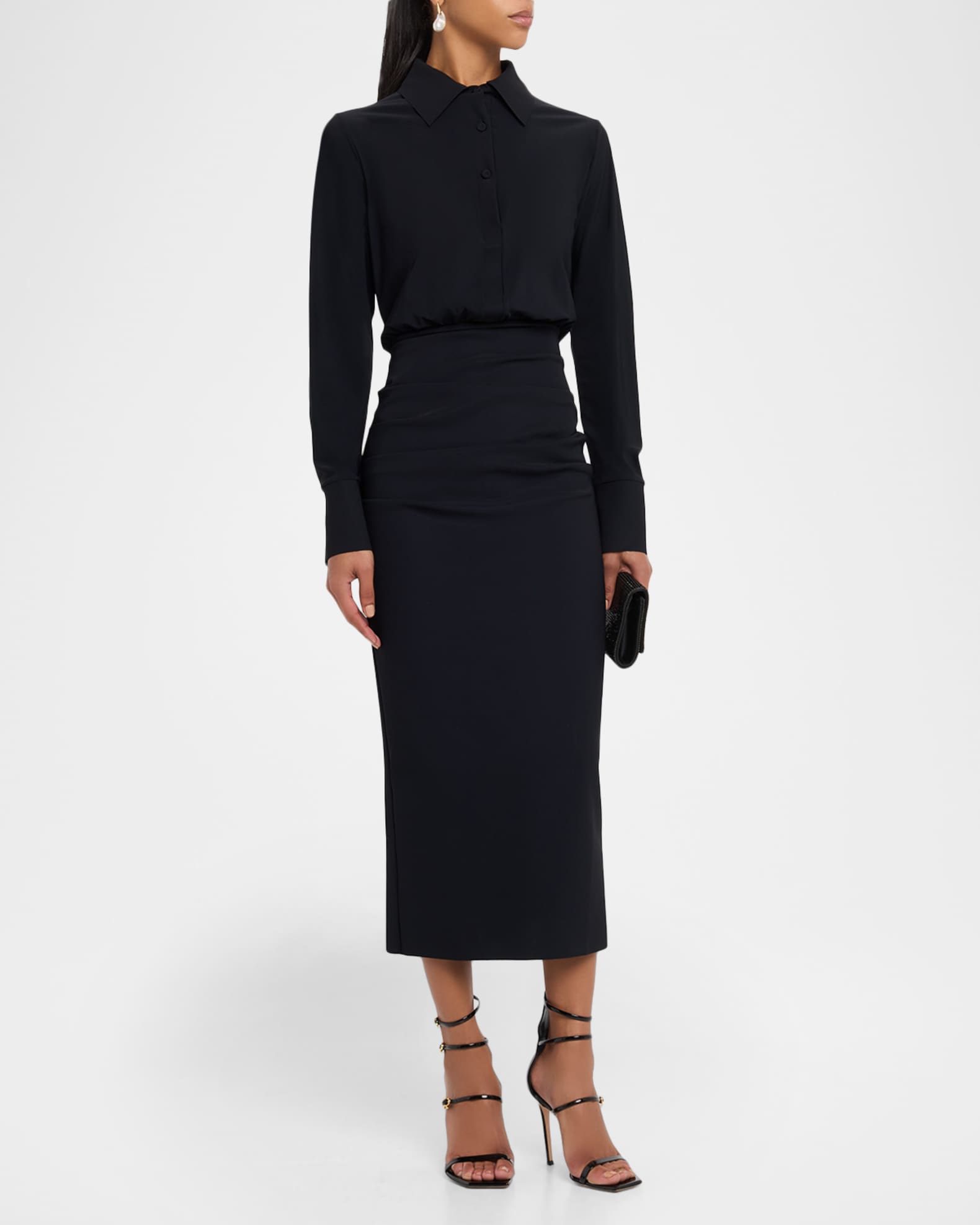 midi dress loose fit Loose Fit Midi Dress Navy Blue / S
