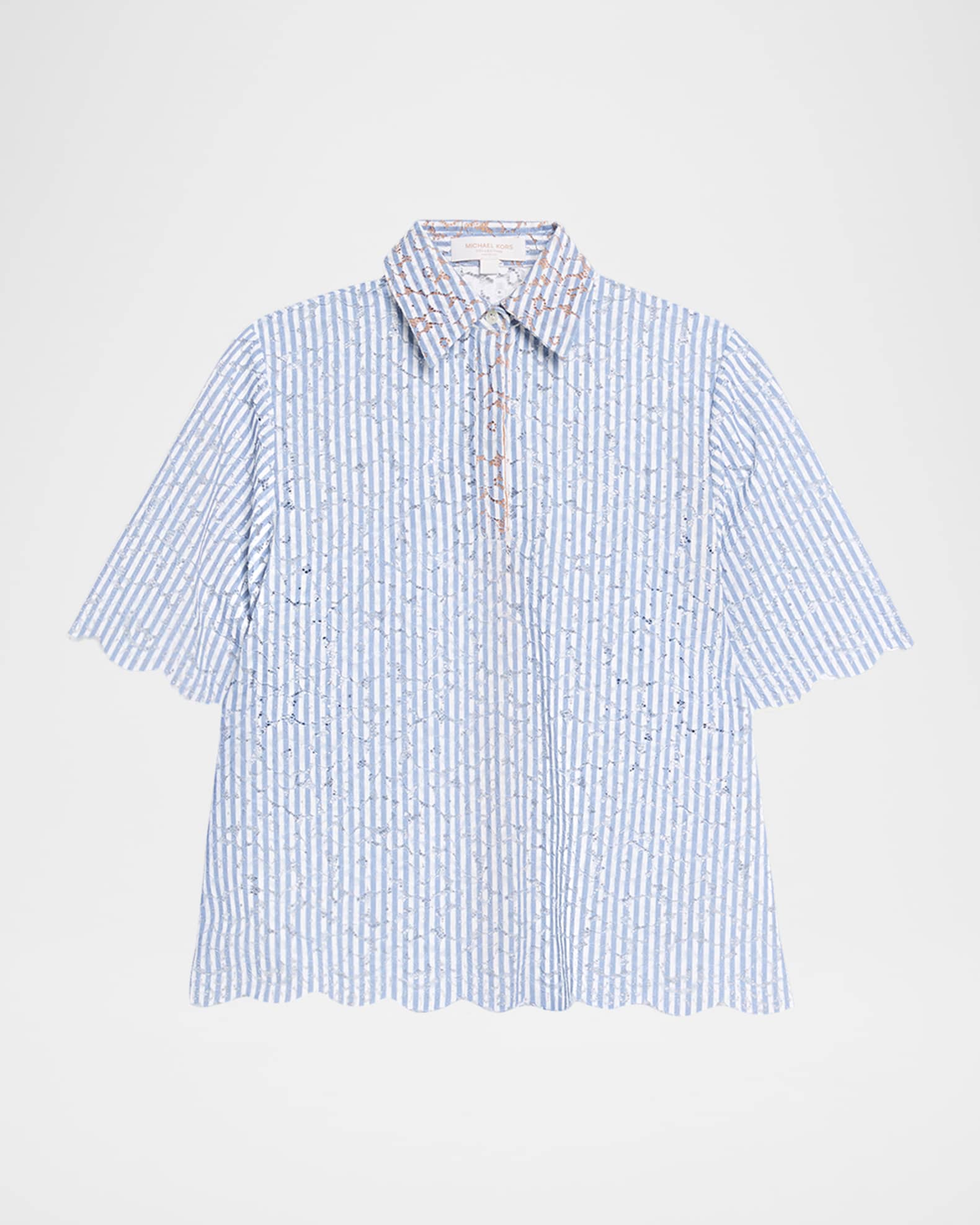 Michael Kors Collection Striped Lace Button-Down Shirt | Neiman Marcus