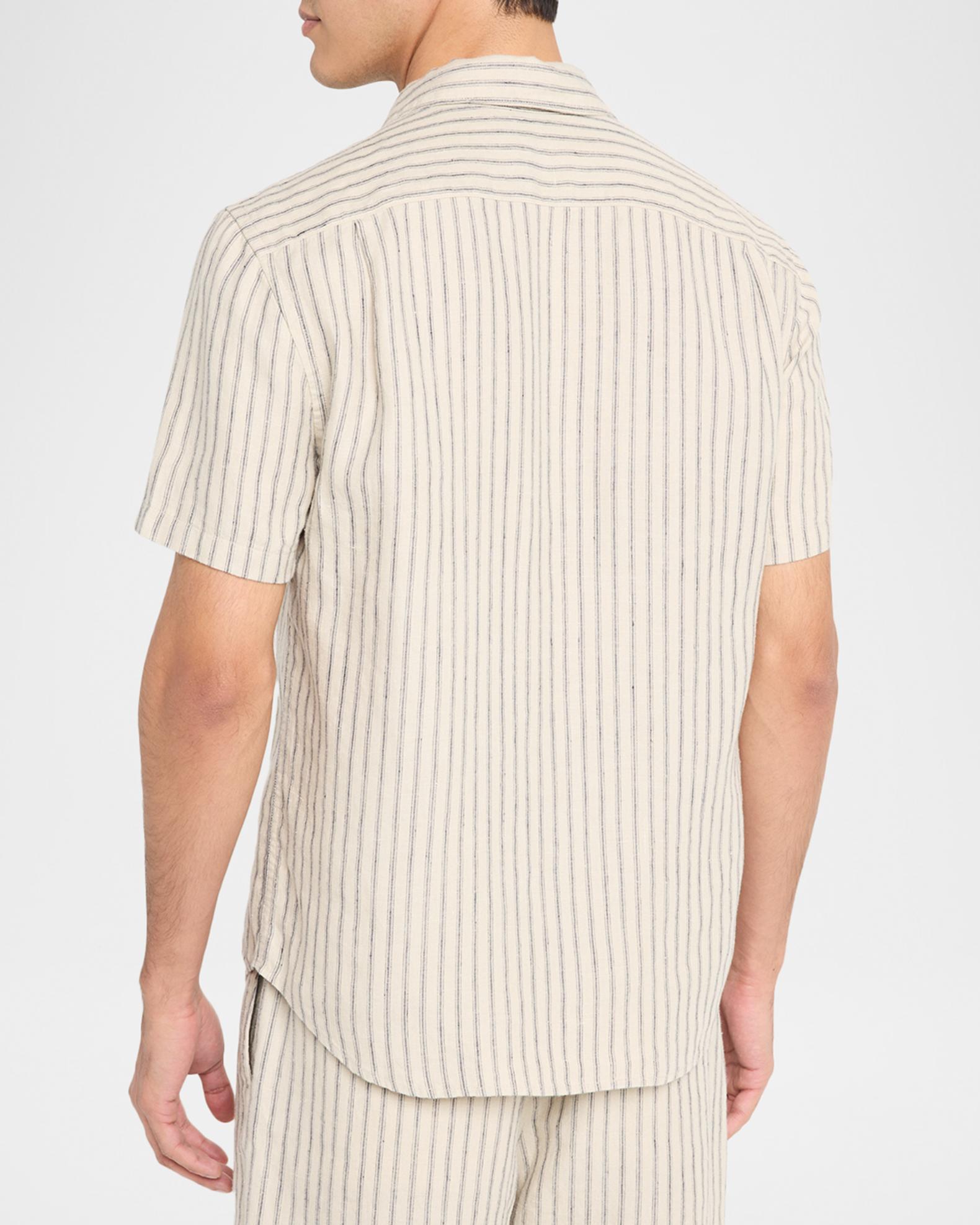 Vince Men's Ballstone Stripe Hemp Short-Sleeve Shirt | Neiman Marcus