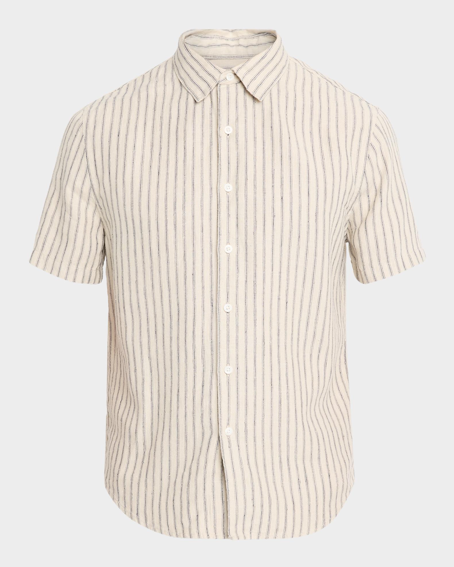 Vince Men's Ballstone Stripe Hemp Short-Sleeve Shirt | Neiman Marcus