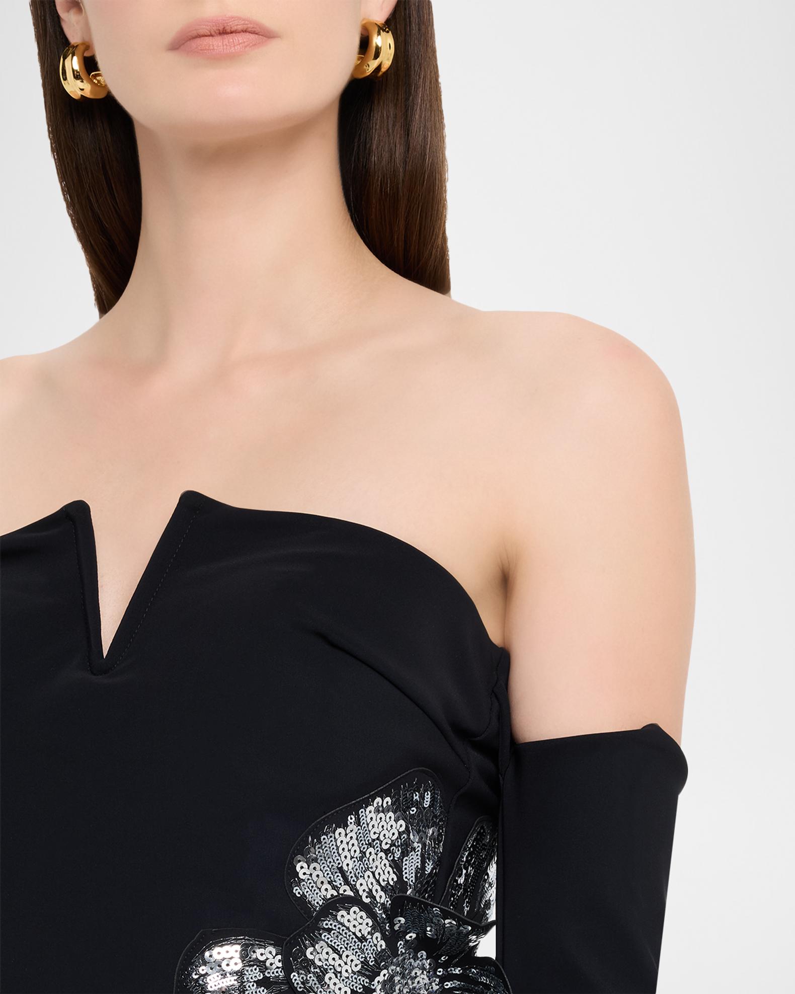 Chiara Boni La Petite Robe Zioni Off-Shoulder Sequin Flower Long