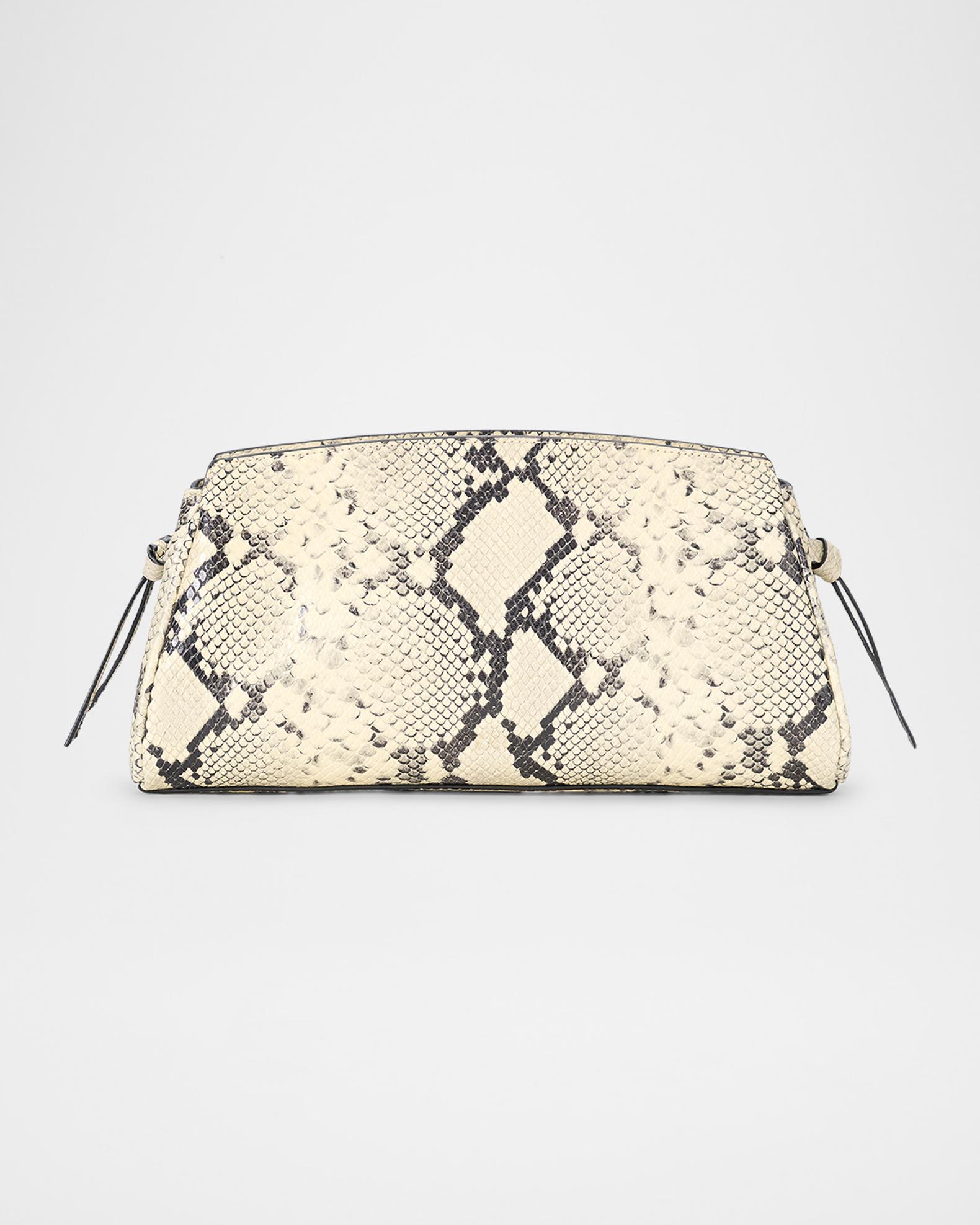 STAUD Maude Python-Embossed Leather Clutch Bag | Neiman Marcus