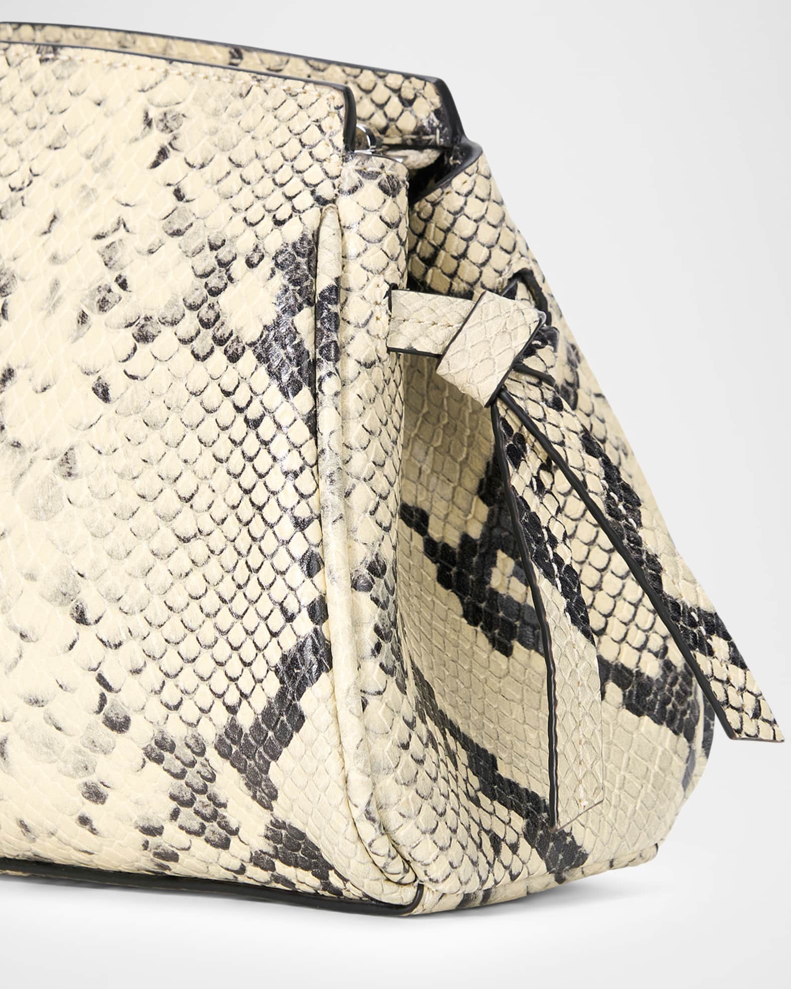 STAUD Maude Python-Embossed Leather Clutch Bag | Neiman Marcus