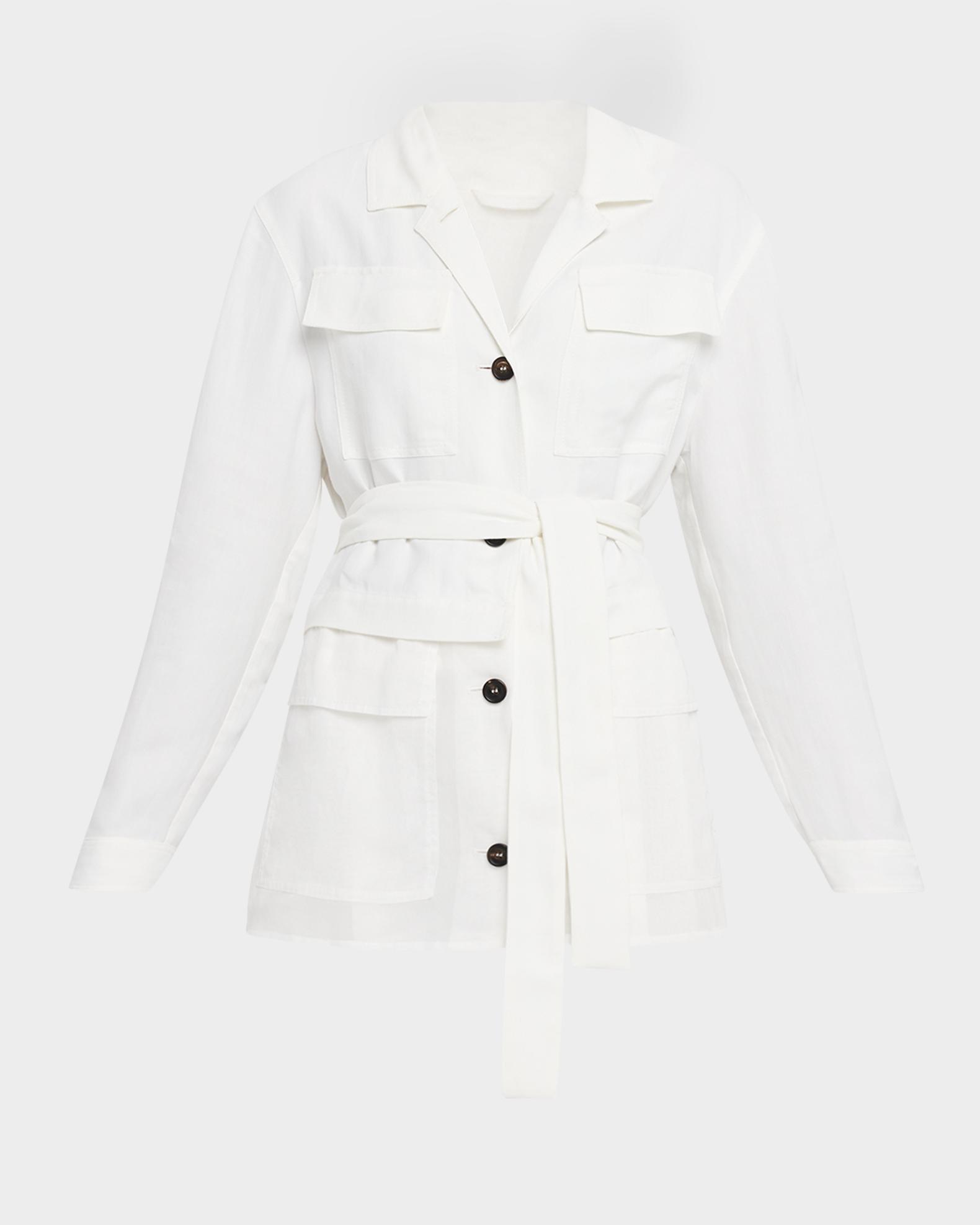 Brunello Cucinelli Mixed-Media Belted Safari Jacket | Neiman Marcus