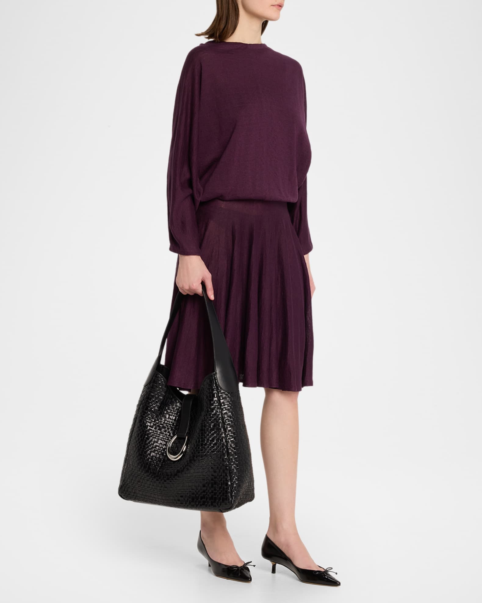 STAUD Maya Moon Buckle Woven Leather Hobo Bag | Neiman Marcus