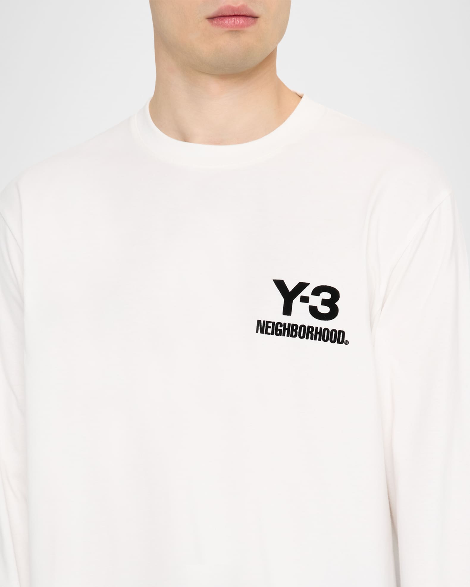 トップス Y-3 Mint 20AW Wool Long Shirt Logo Print Y-3 x NEIGHBORHOOD Men's Long-Sleeve Logo T-Shirt | Neiman Marcus