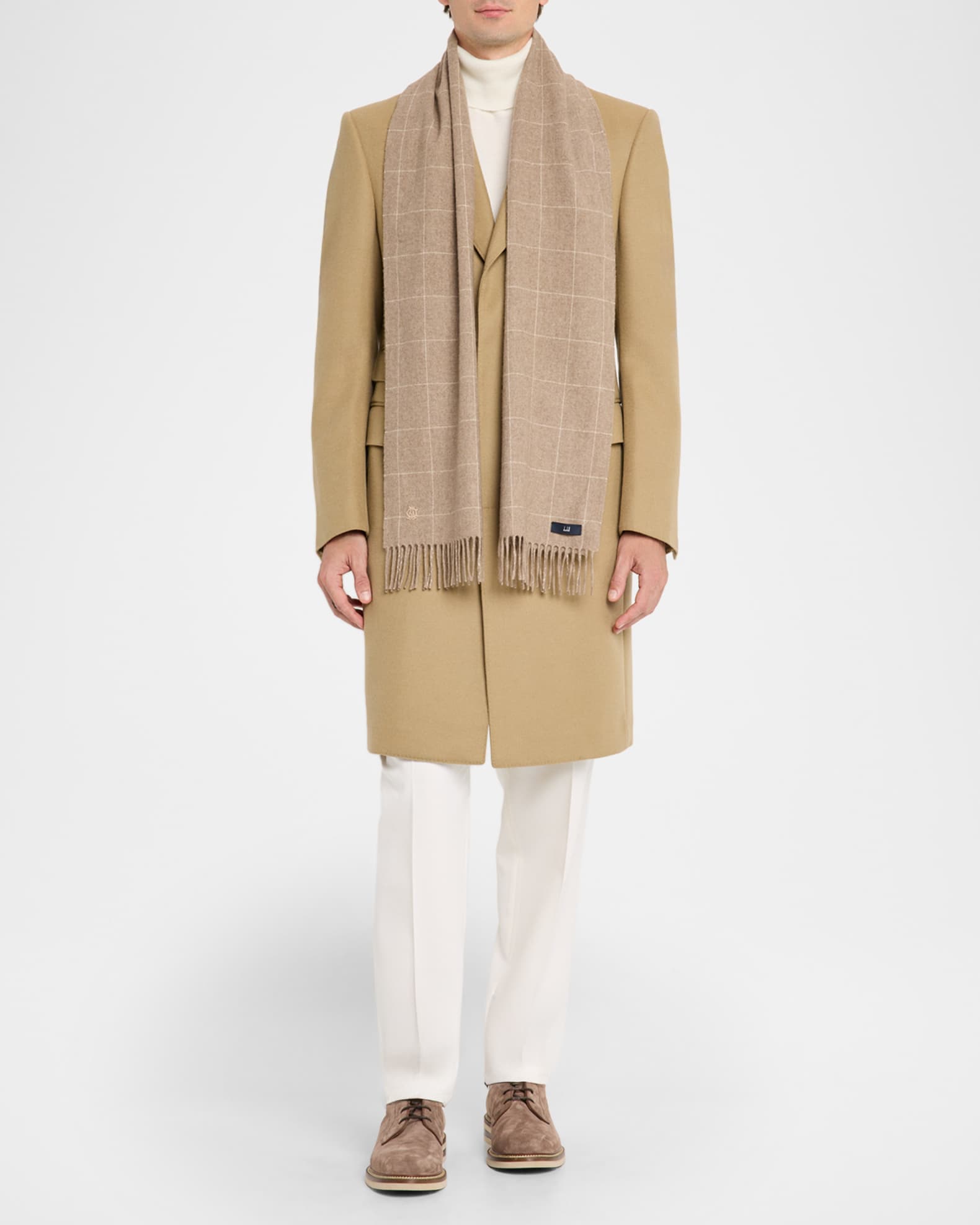 dunhill Men's Wool and Cashmere Windowpane Check Scarf | Neiman Marcus