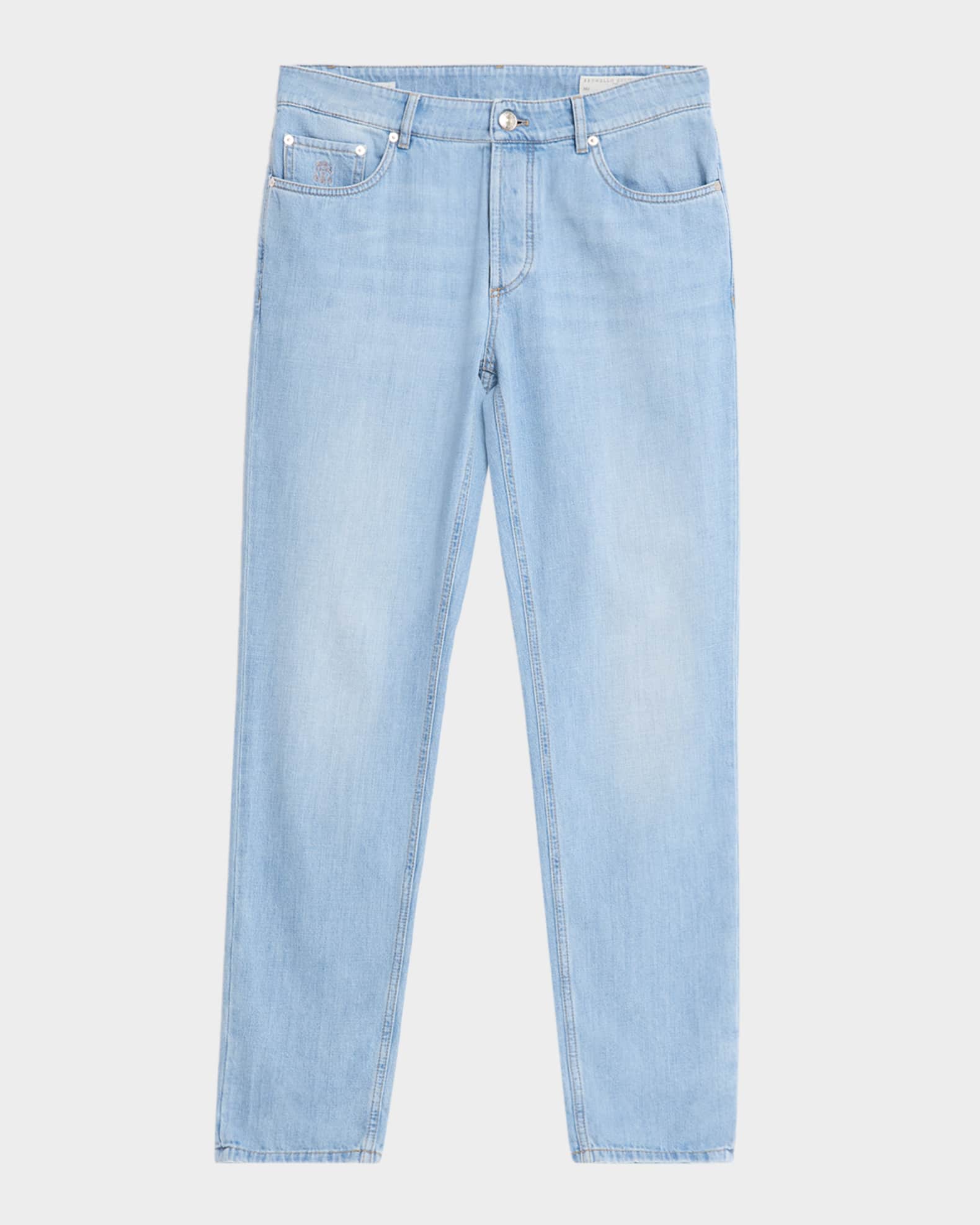 Brunello Cucinelli Men's Light-Wash Denim Tapered-Leg Jeans