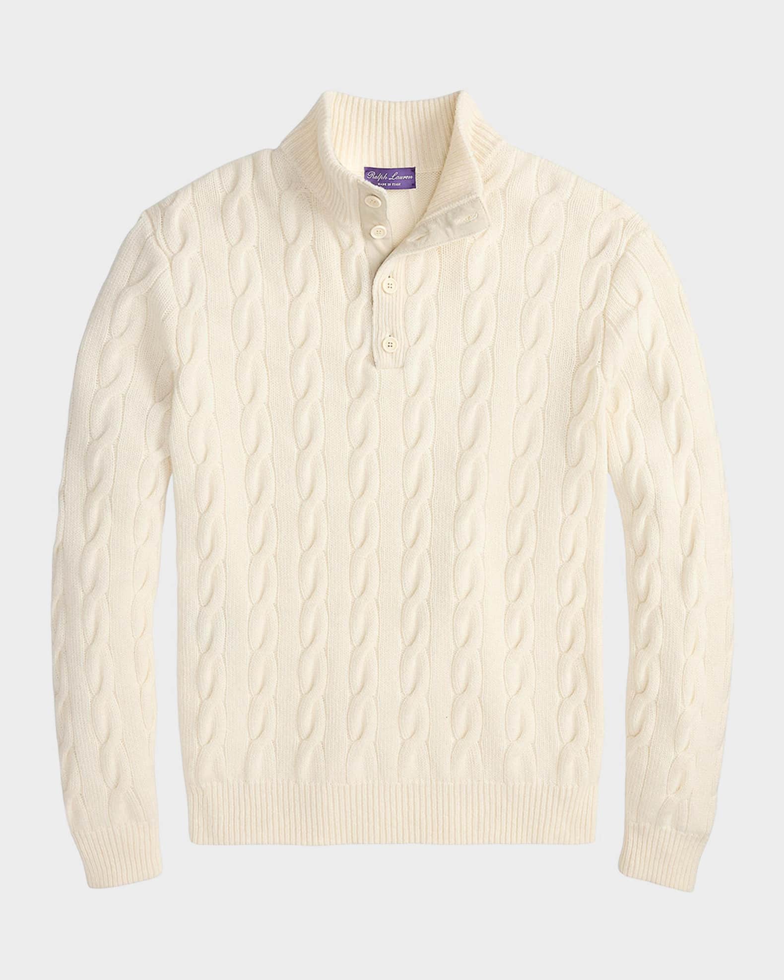 Ralph Lauren Purple Label Men's Cable-Knit Quarter-Placket