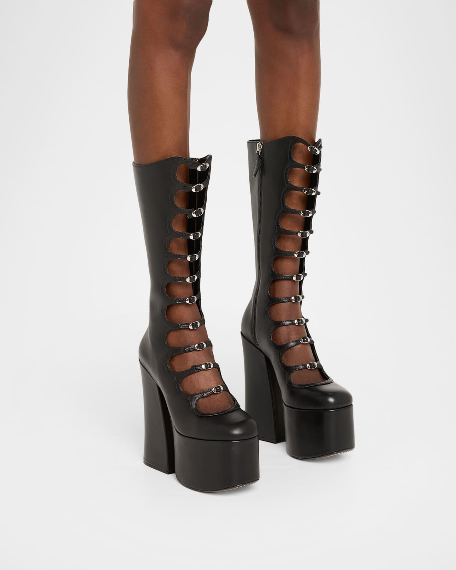 MARC JACOBS ヒール セール中！ Marc Jacobs The Kiki Leather Multi-Buckle Platform Knee-High Boots