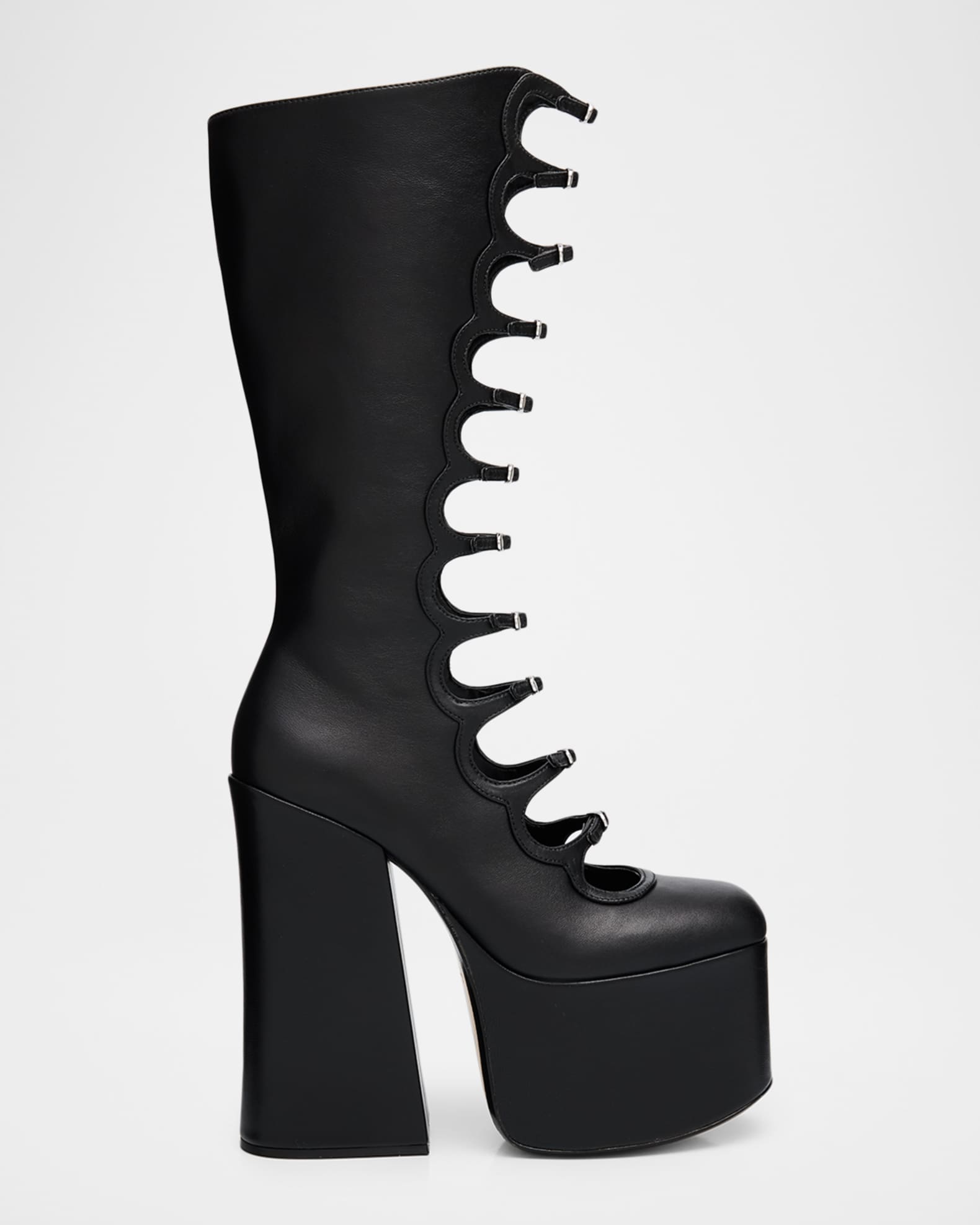MARC BY MARC JACOBS ブラックハイヒール　サイズ37 Marc Jacobs The Kiki Leather Multi-Buckle Platform Knee-High Boots