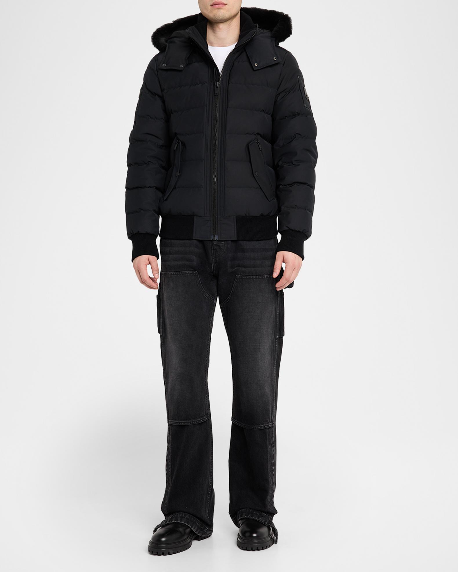 Moose Knuckles Men's Onyx Scotchtown Shearling-Trim Bomber Jacket