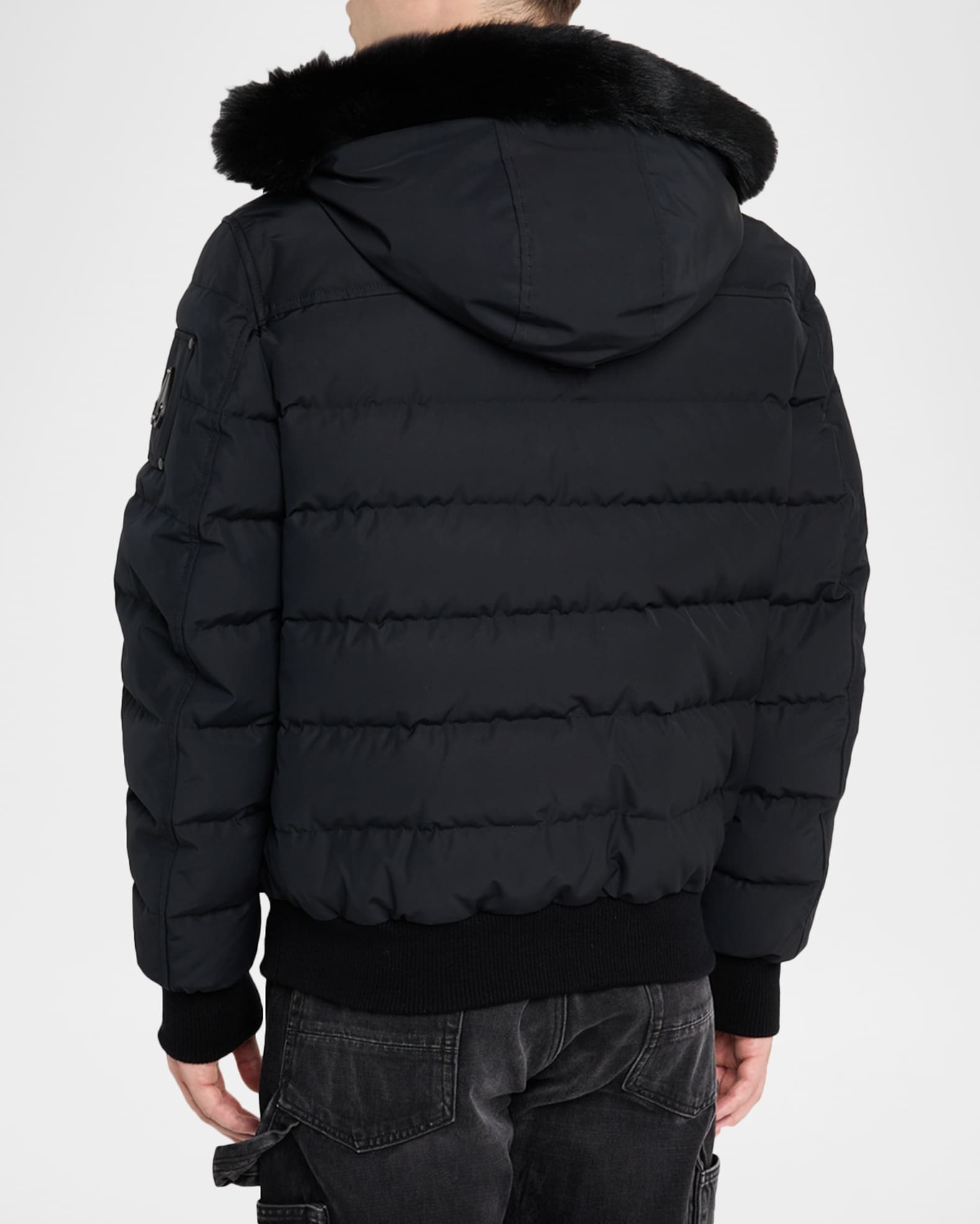 Moose Knuckles Men's Onyx Scotchtown Shearling-Trim Bomber Jacket
