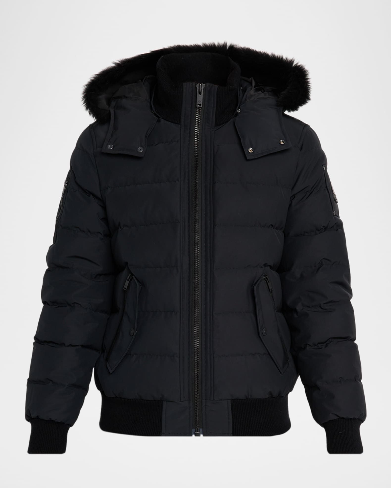Moose Knuckles Men's Onyx Scotchtown Shearling-Trim Bomber Jacket