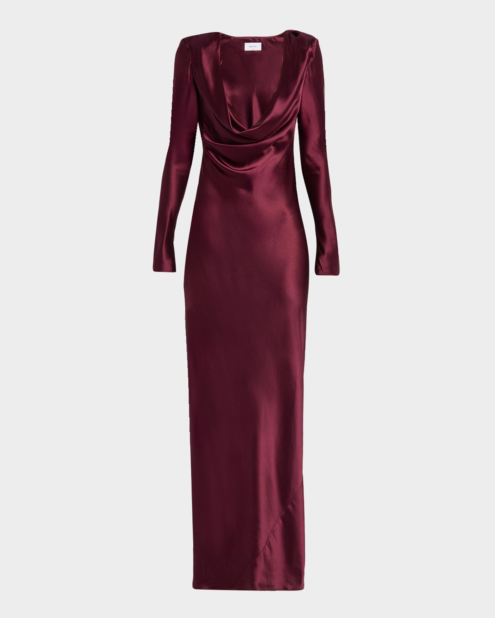 green emerald velvet dress Pink Cowl Neck Sheath Satin Open Back Formal Prom Dresses with Ruffles Sage Green / 12
