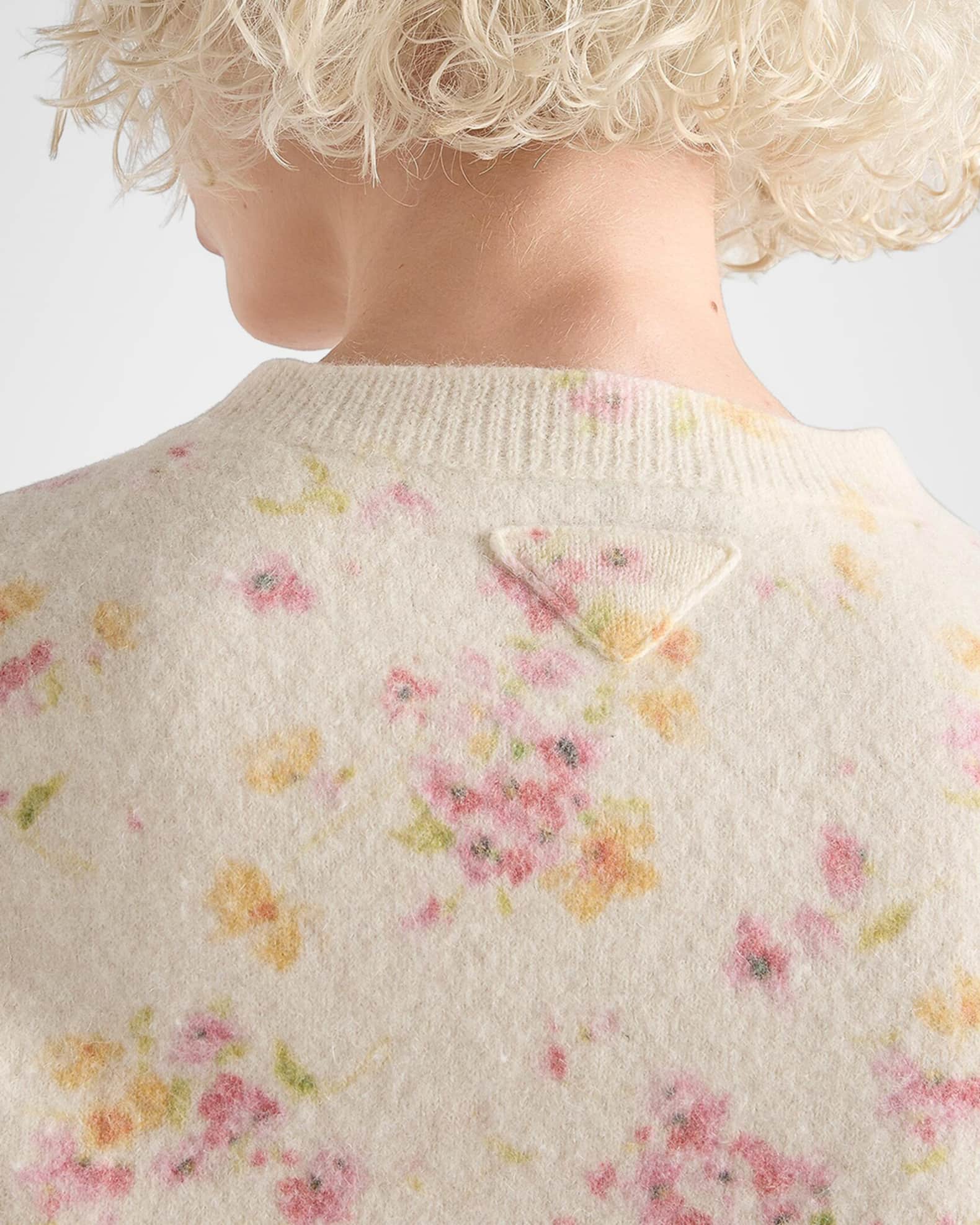 【PRADA】カシミヤ100％ フラワープリント 薄手ニット 40 イタリア製 PRADA】カシミヤ100％ フラワープリント 薄手ニット 40 イタリア製