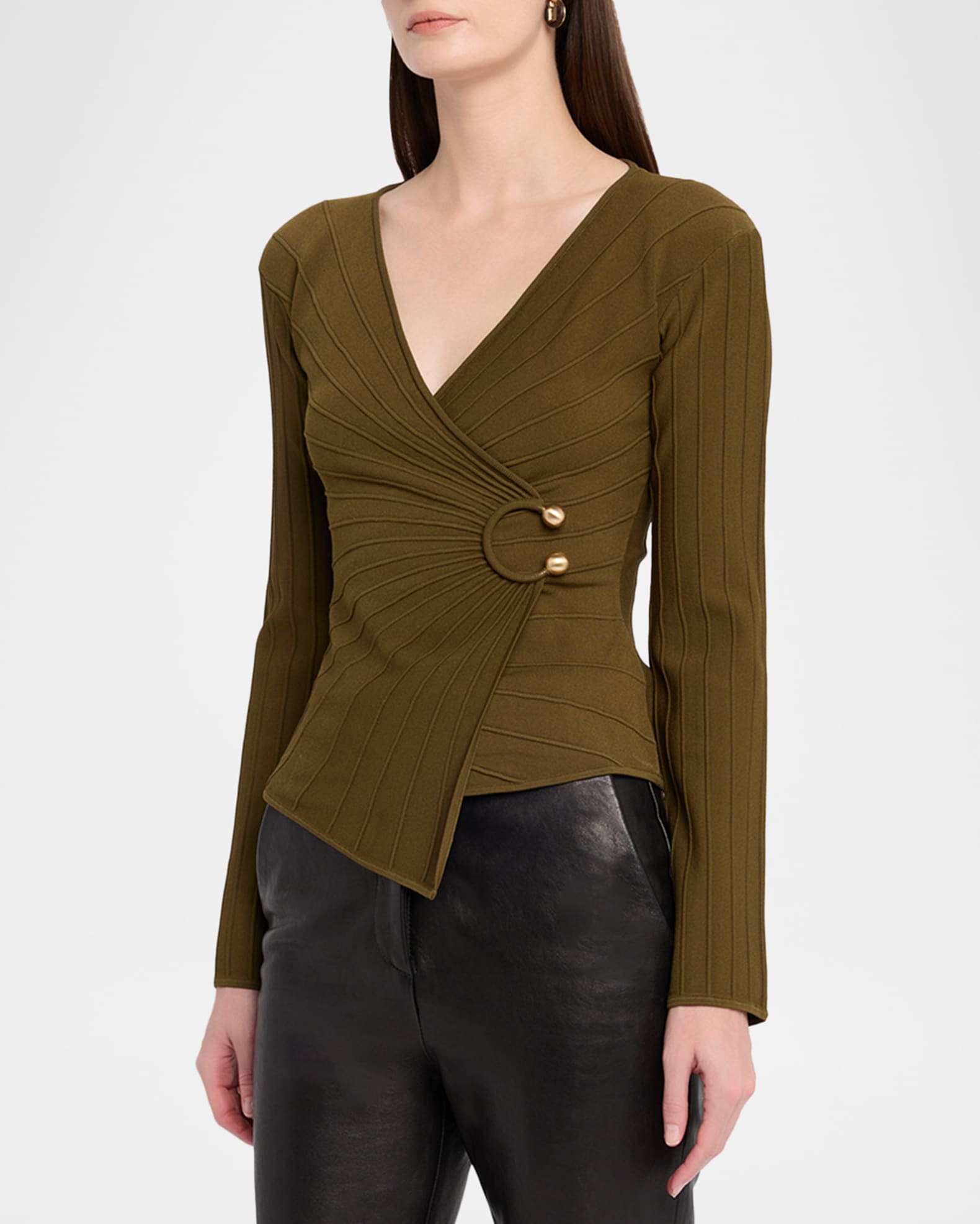 トップス Gail Cult Gaia Collette Long Sleeve Fixed Wrap Top | Neiman Marcus