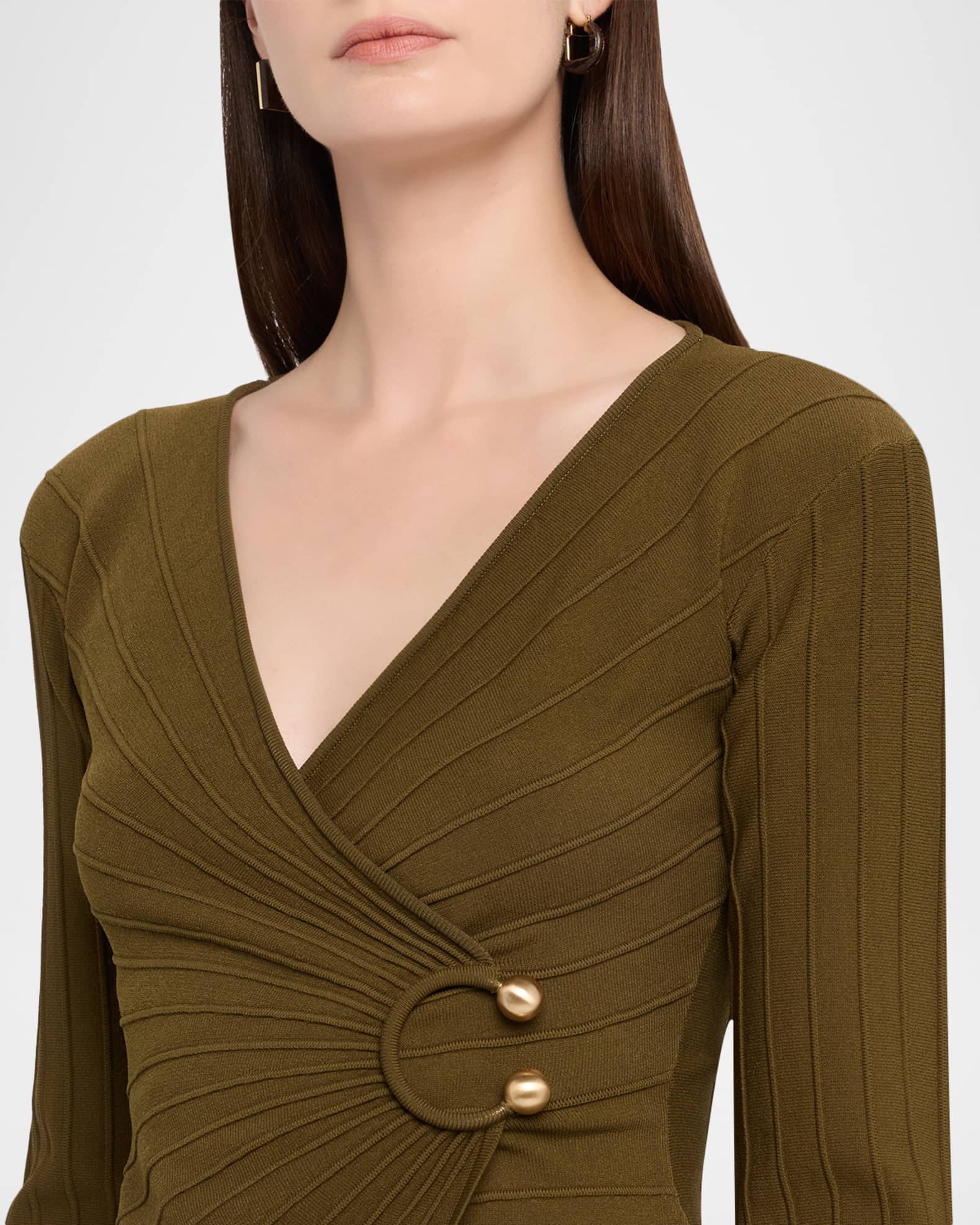Cult Gaia Collette Long Sleeve Fixed Wrap Top | Neiman Marcus