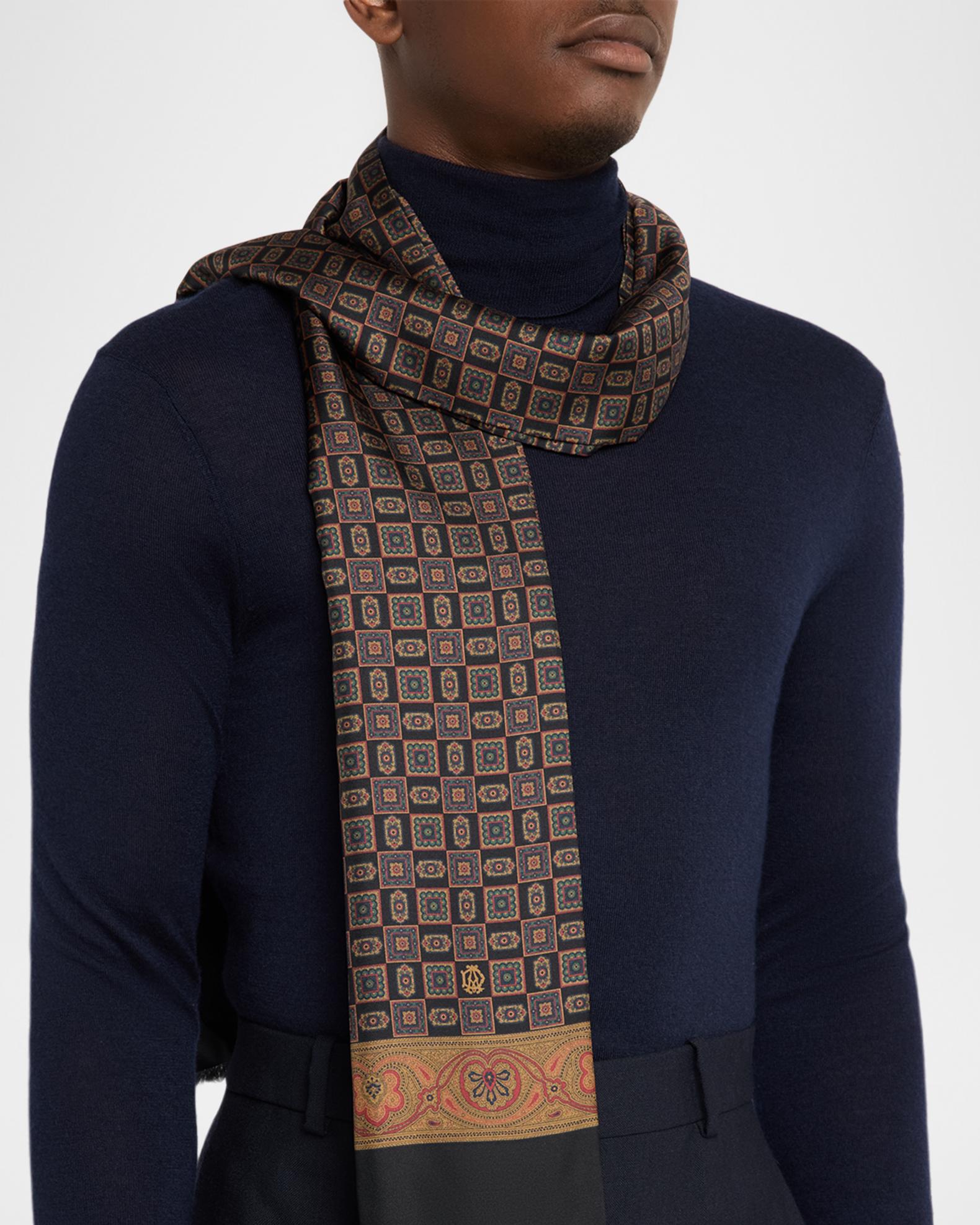 dunhill Men's Mulberry Silk Medallion Scarf | Neiman Marcus