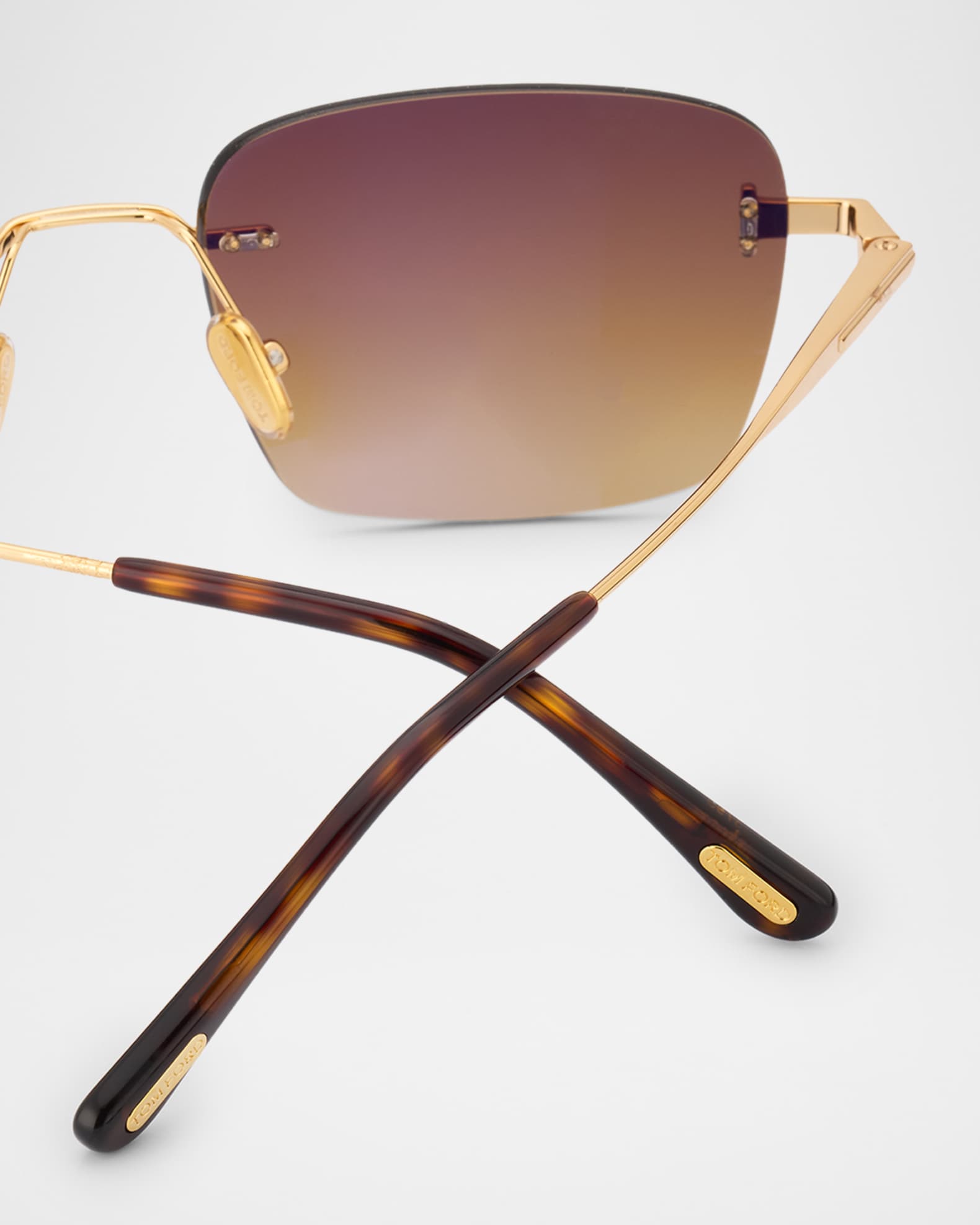 TOM FORD Men's Jake Rimless Rectangular Metal Sunglasses | Neiman