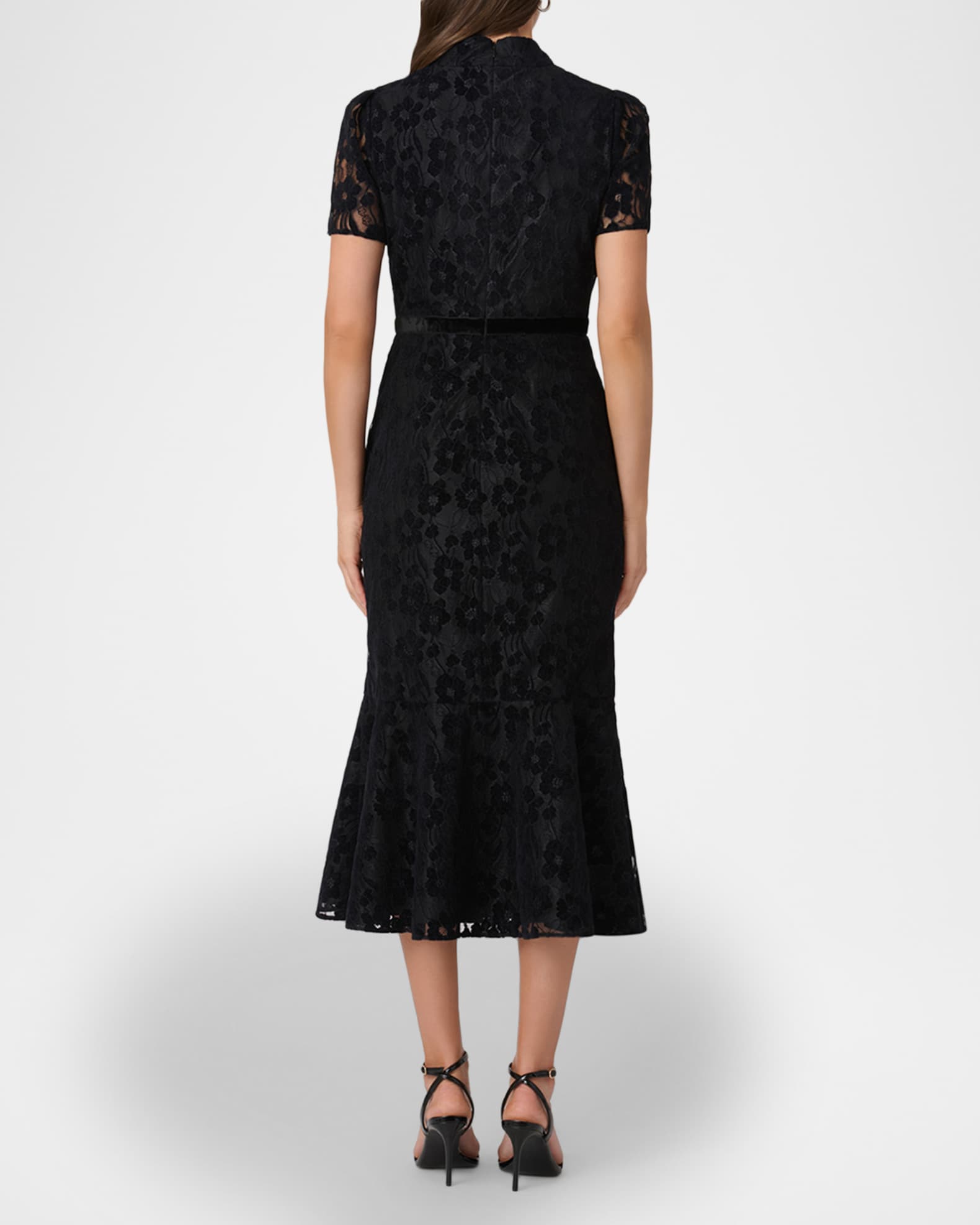 Shoshanna Pierre Bow-Front Lace Mermaid Midi Dress | Neiman Marcus