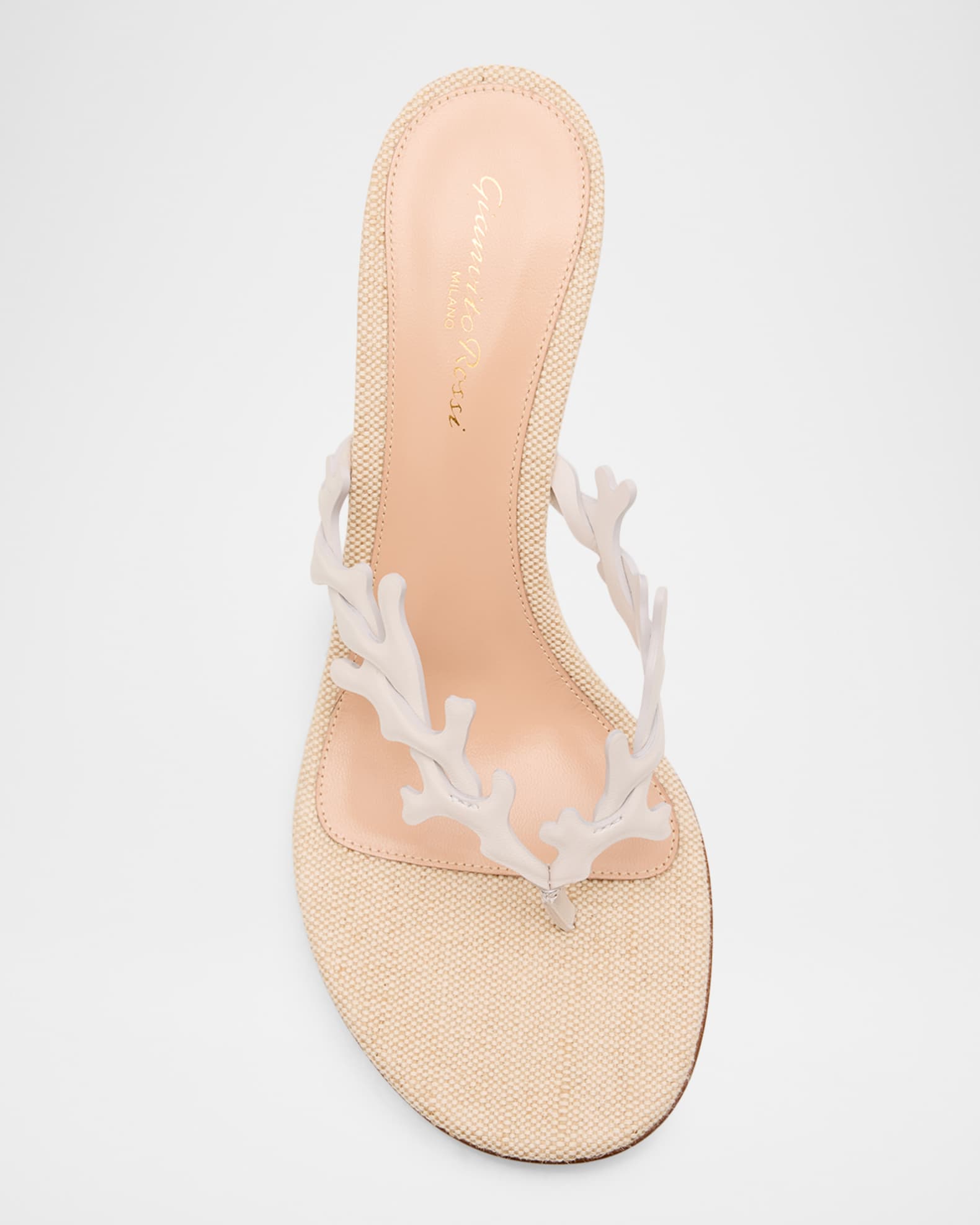 Gianvito Rossi Coral Nappa Leather Slide Thong Sandals | Neiman Marcus
