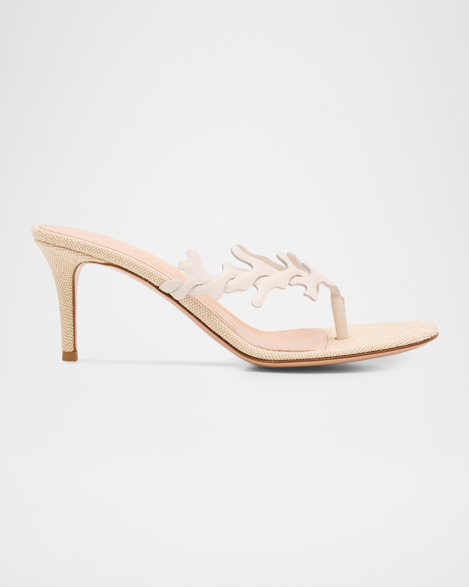 Gianvito Rossi ホワイトミュール Gianvito Rossi Coral Nappa Leather Slide Thong Sandals | Neiman Marcus