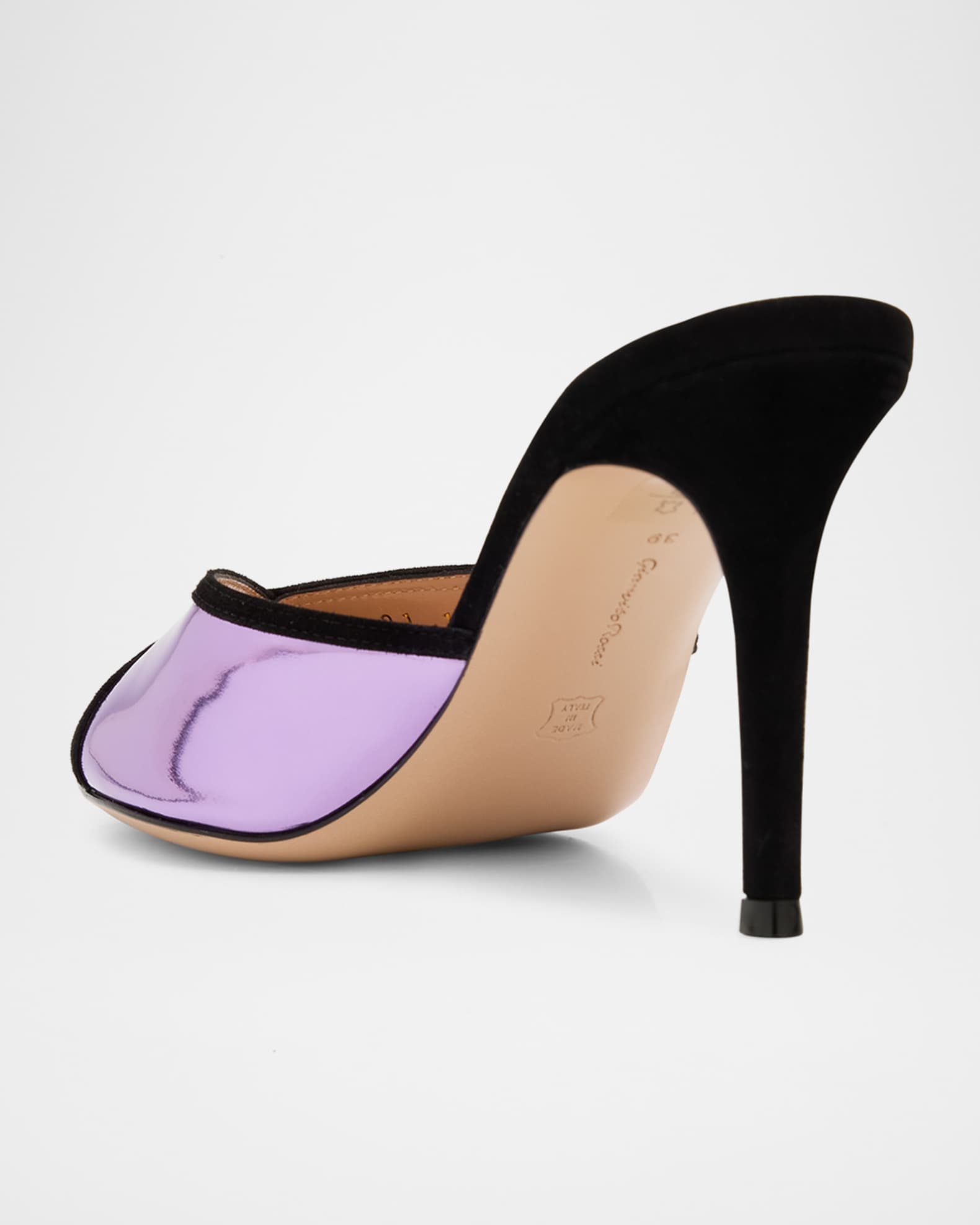 【極上美品】GIANVITO ROSSI ミュールサンダルパープル Gianvito Rossi Metallic Suede Mule Sandals | Neiman Marcus