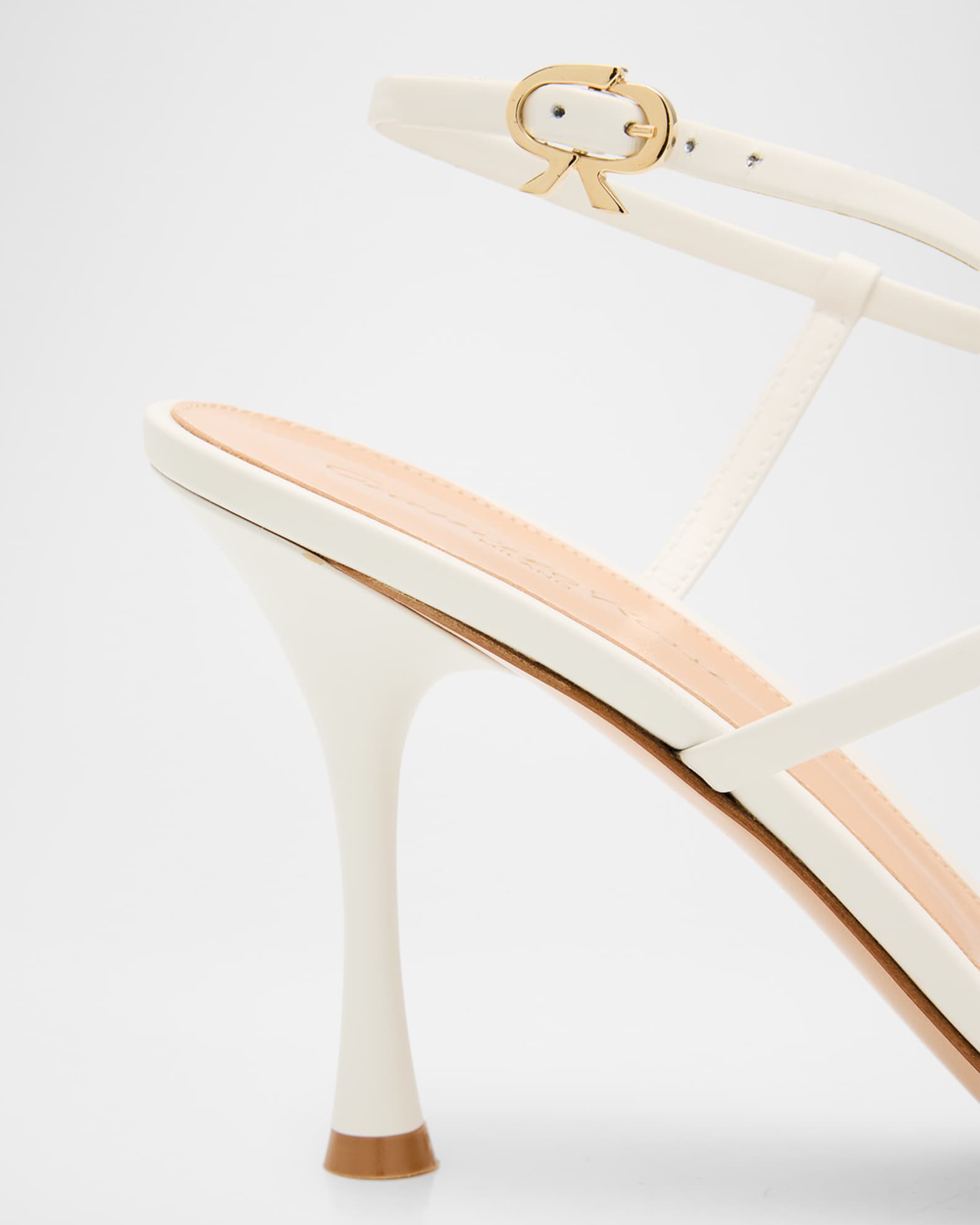 Gianvito Rossi ホワイトミュール Gianvito Rossi 85mm Strappy Calf Leather Sandals | Neiman Marcus