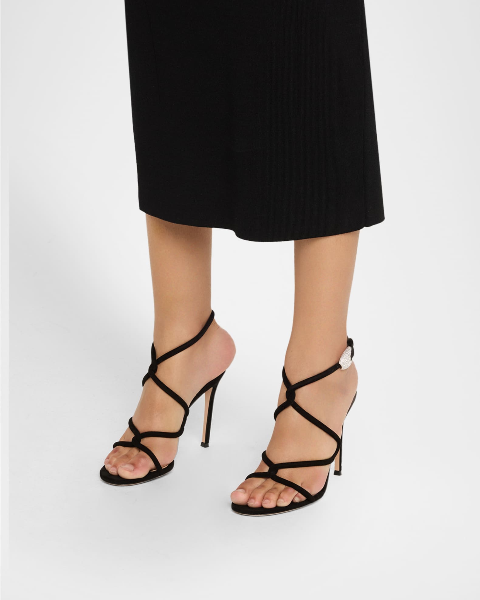 Gianvito Rossi Jungle Mamba Suede Ankle-Strap Sandals | Neiman Marcus