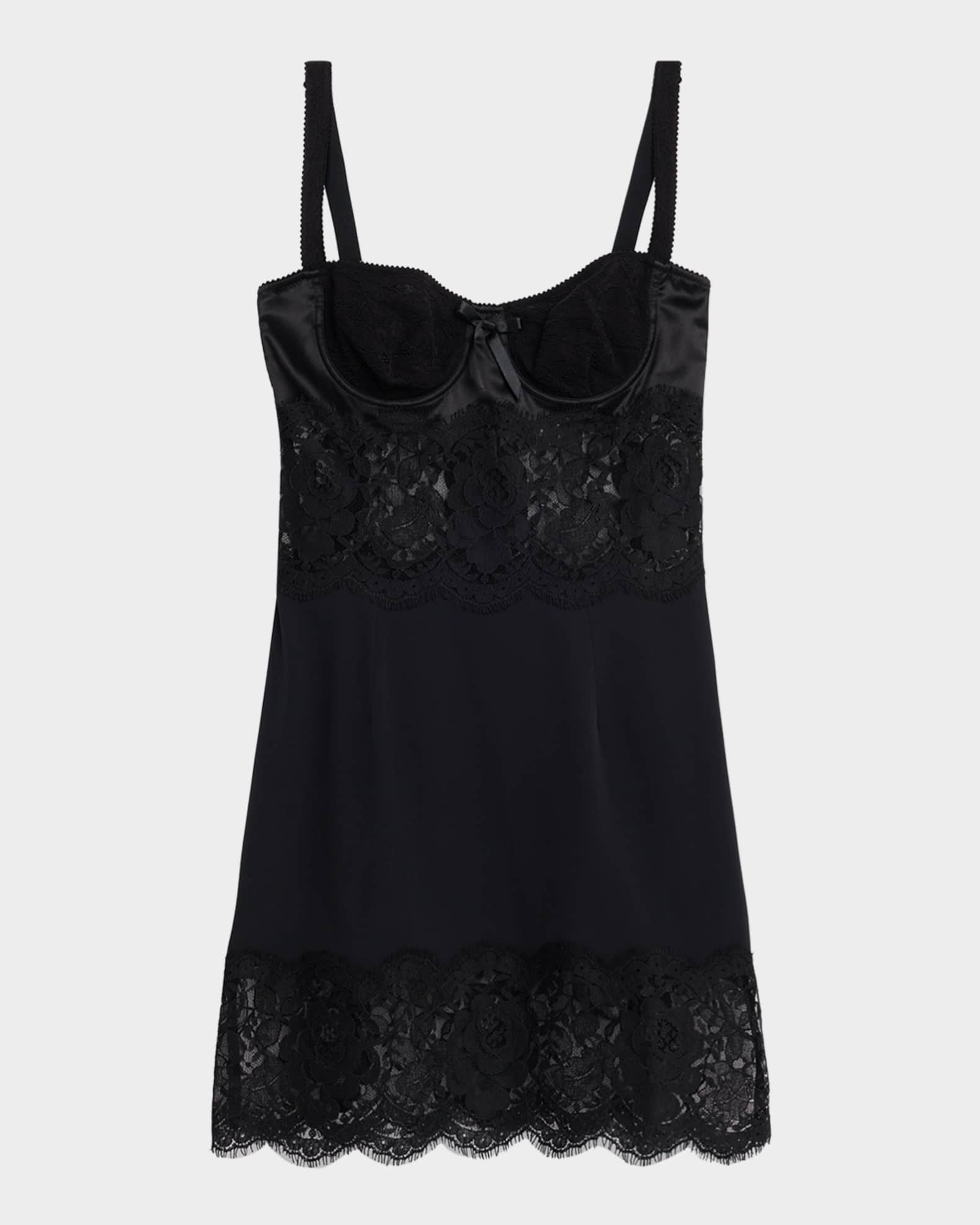 black silk lace mini dress Elaine Lace Mini Dress in Black main image 1