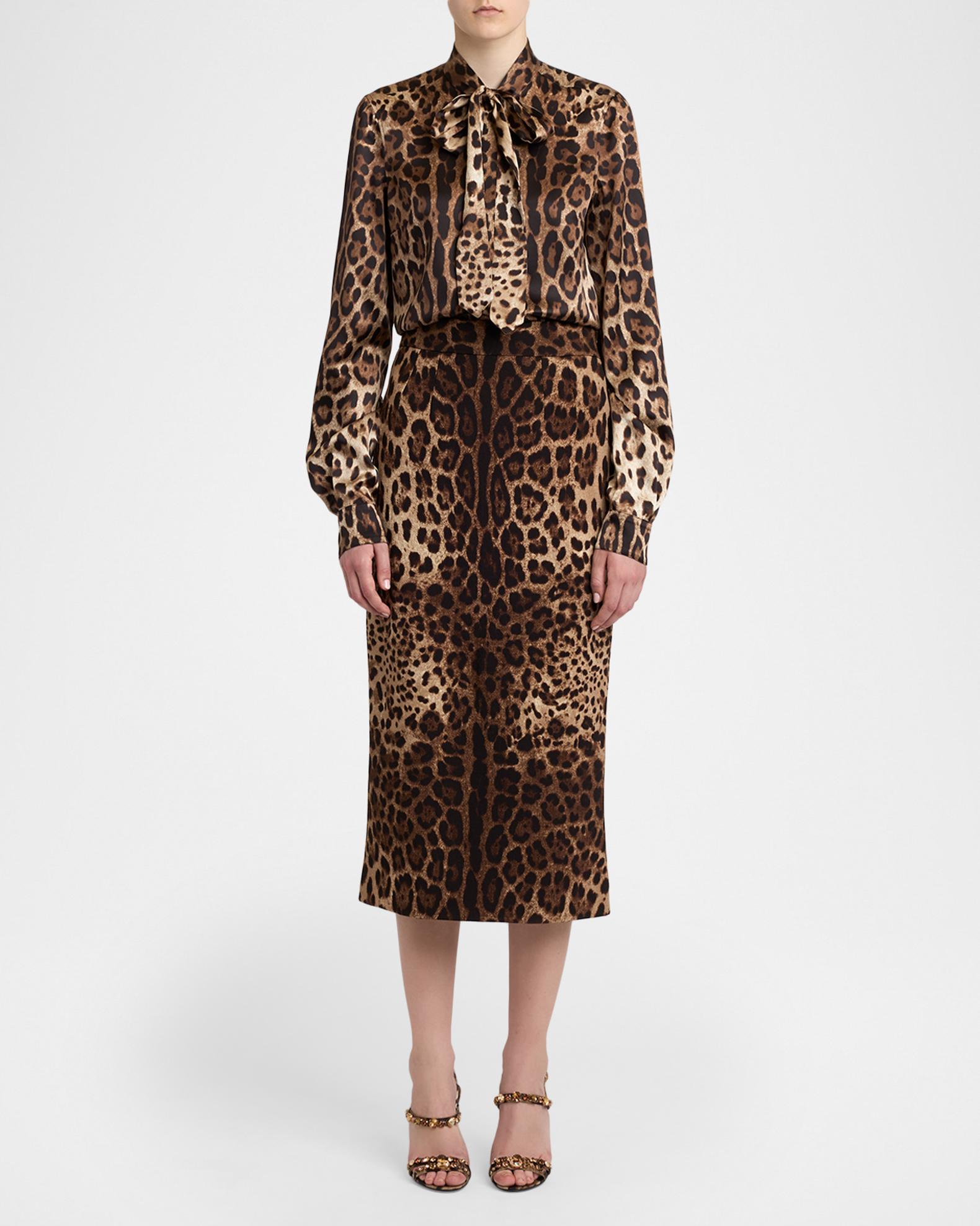 Dolce&Gabbana Leo-Print Wool Midi Pencil Skirt | Neiman Marcus