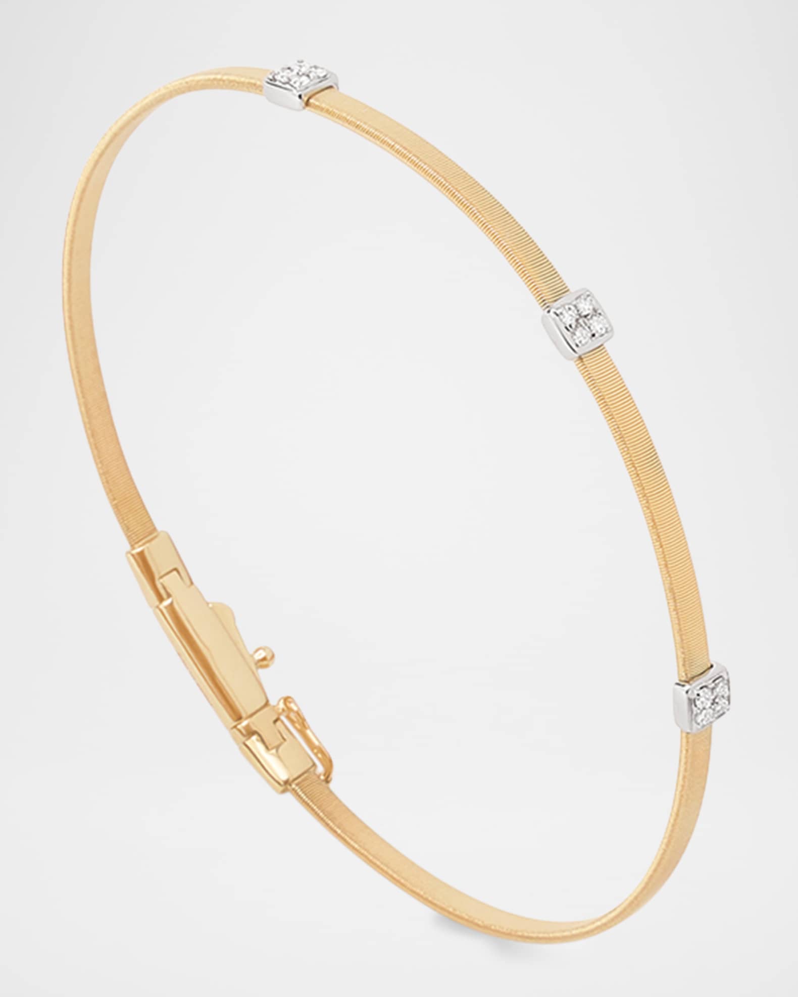 Marco Bicego Masai 18K Yellow Gold Coil Bangle with Diamonds, 2mm