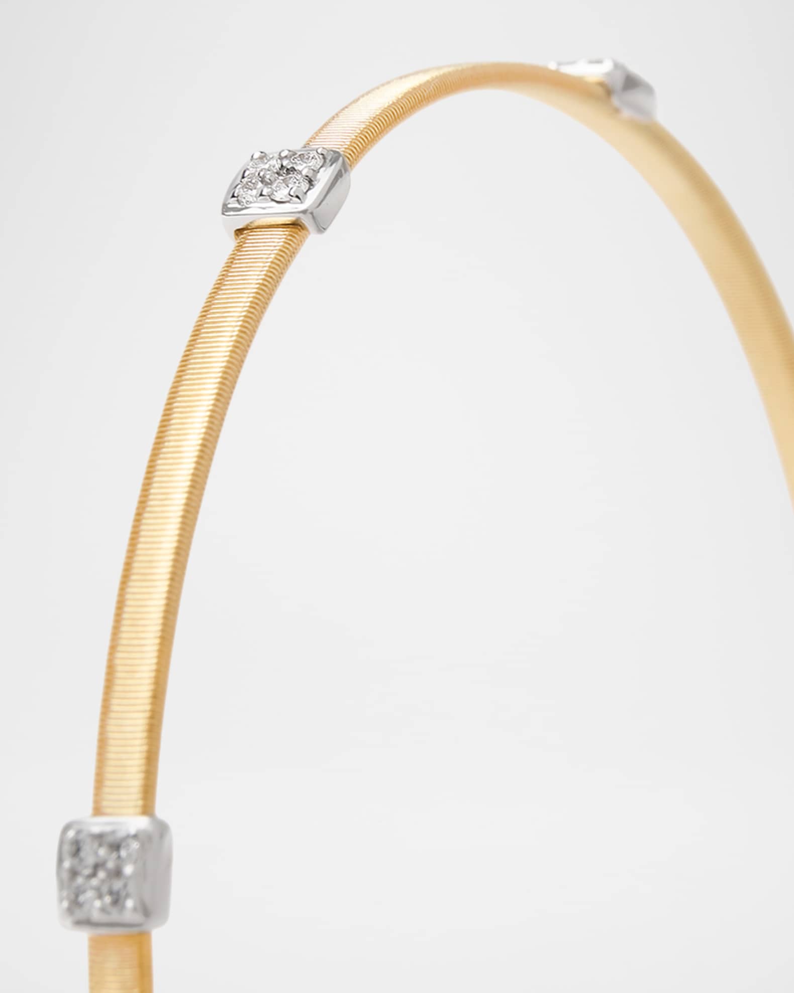Marco Bicego Masai 18K Yellow Gold Coil Bangle with Diamonds, 2mm