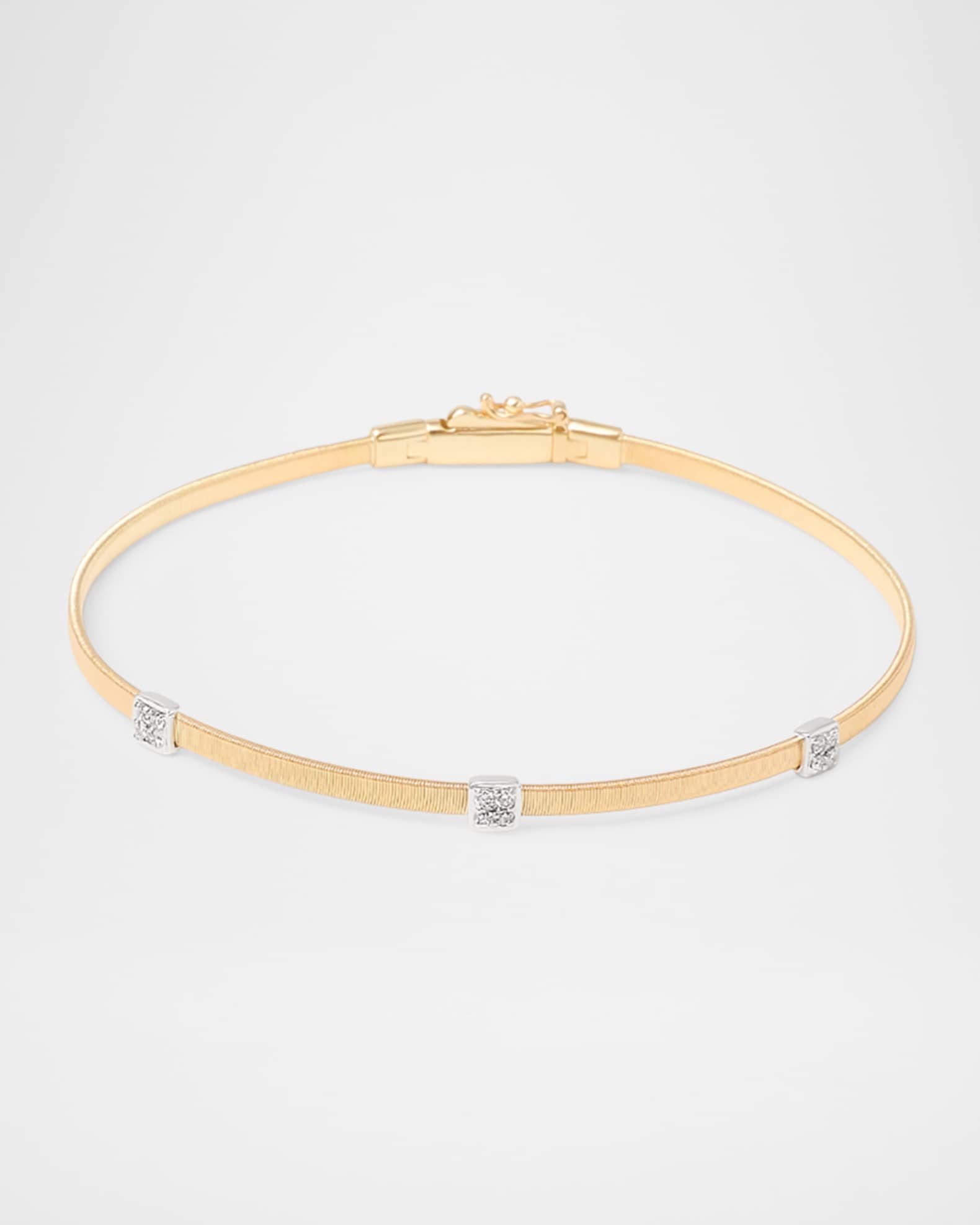 Marco Bicego Masai 18K Yellow Gold Coil Bangle with Diamonds, 2mm