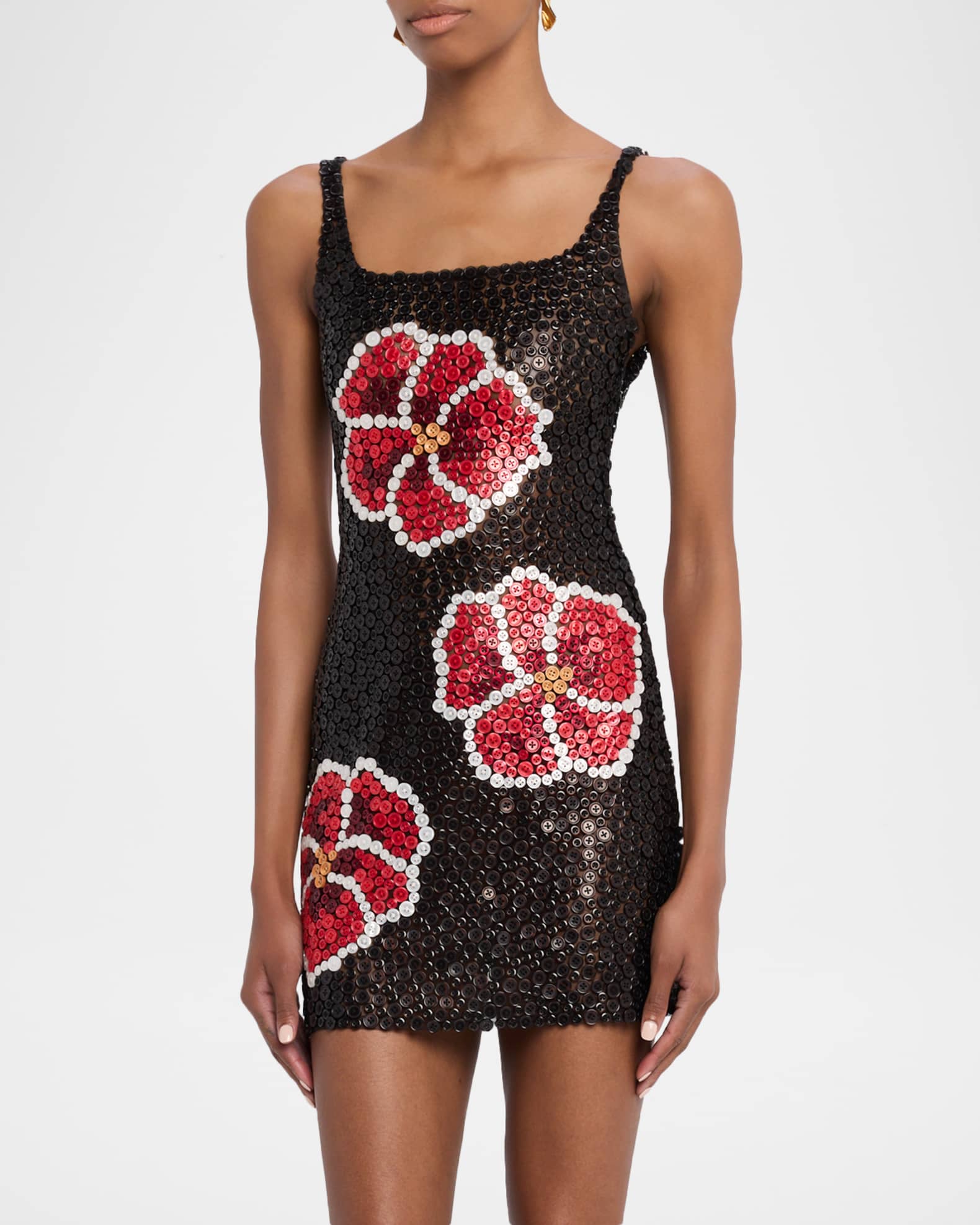 Wynn Hamlyn Pansy Button Appliqu Mini Dress, Multi Patt, Women's, 10, Cocktail & Party Wedding Guest Dresses Mini Dresses