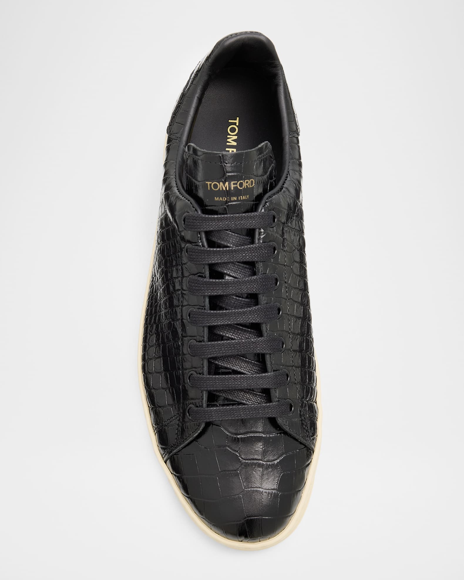 TOM FORD Men's Warwick Croc-Embossed Leather Sneakers | Neiman Marcus