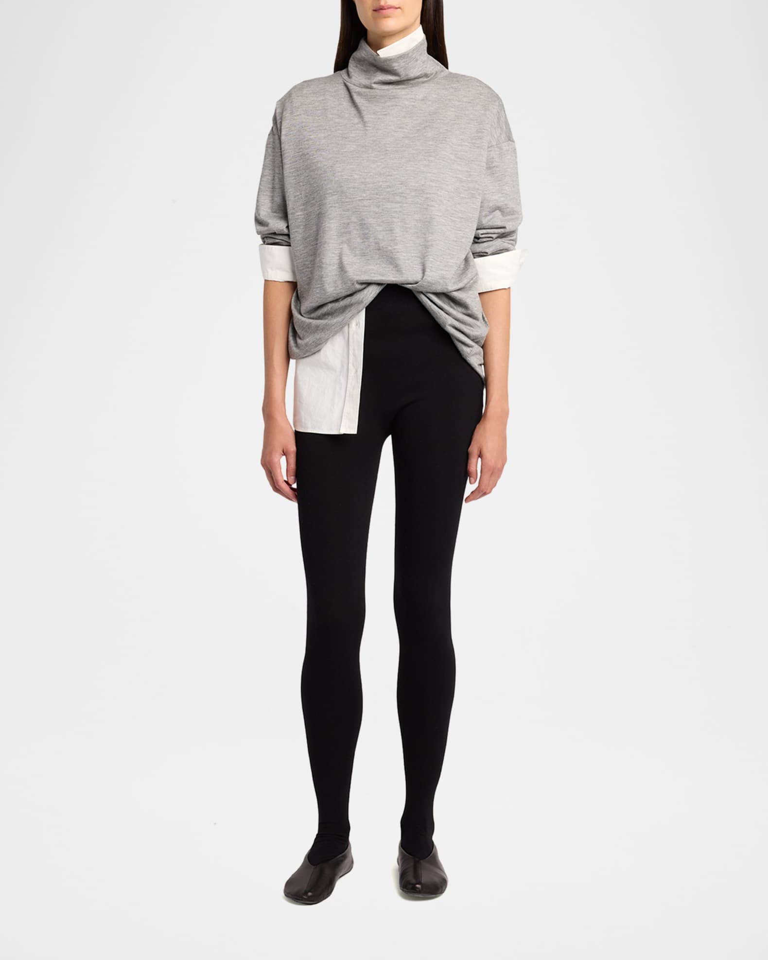 THE ROW Anapolis Turtleneck Cashmere Jersey Long-Sleeve Top