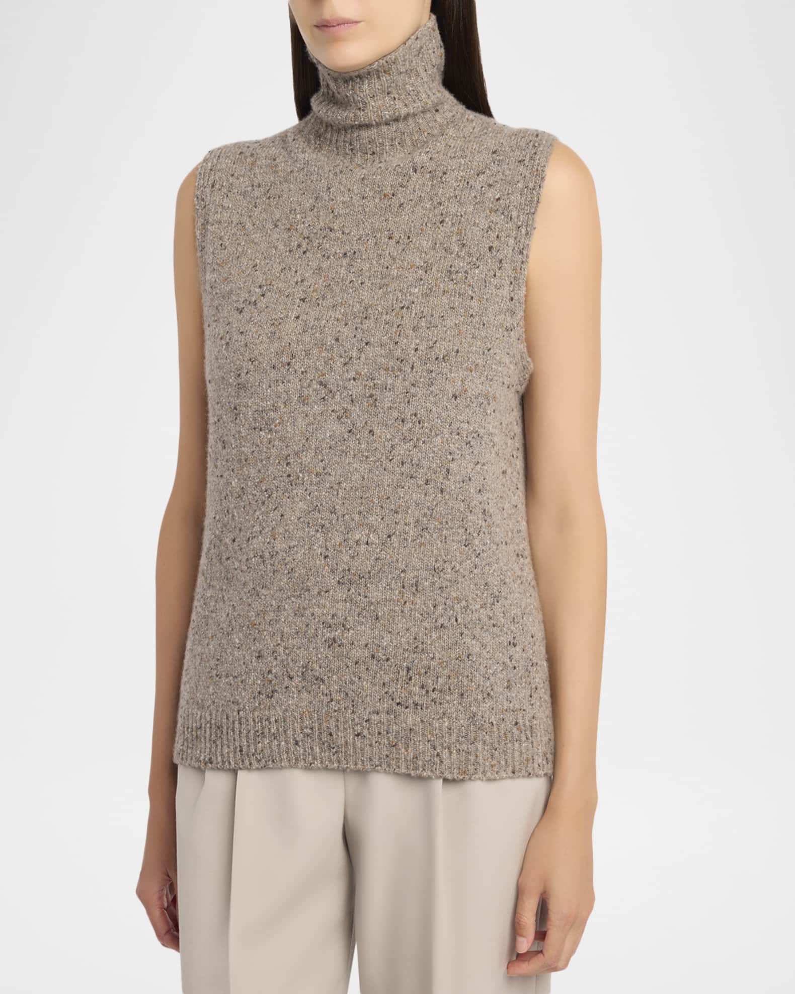 the row ニットキャミソール THE ROW Merilas Turtleneck Cashmere Sleeveless Sweater | Neiman Marcus