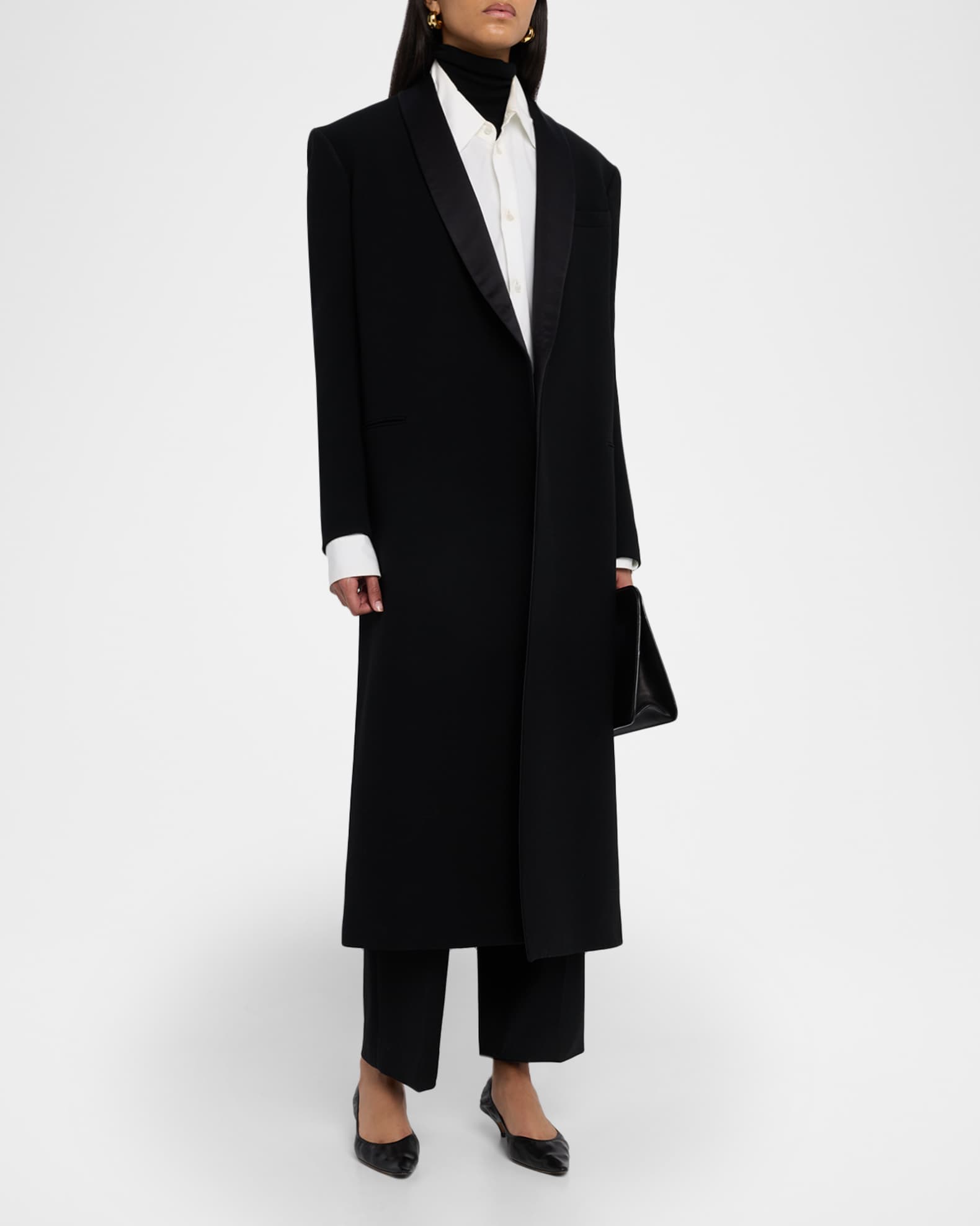 THE ROW Erdene Single-Breasted Wool Long Coat | Neiman Marcus