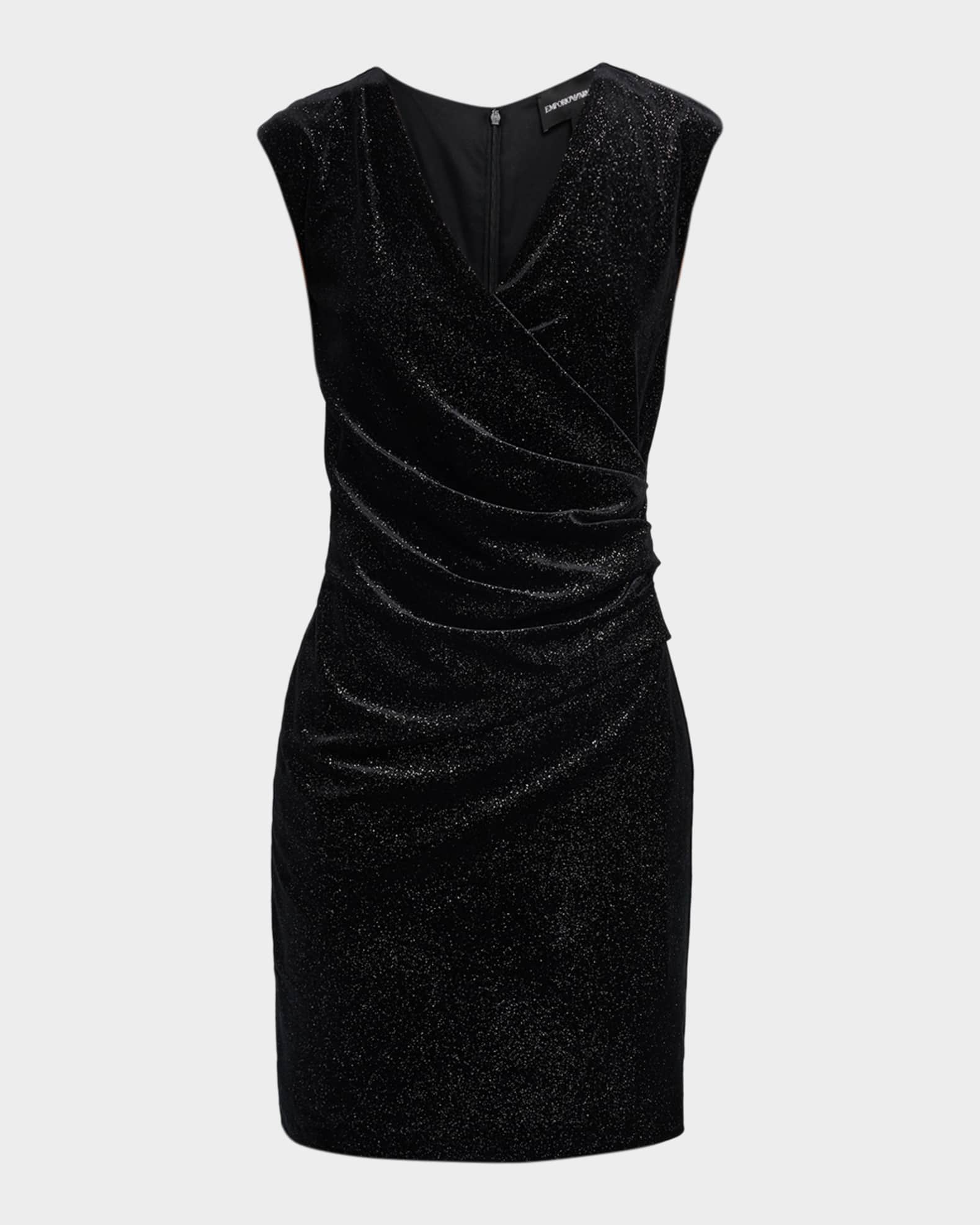 Emporio Armani Sparkle Draped Dress - Solid Black