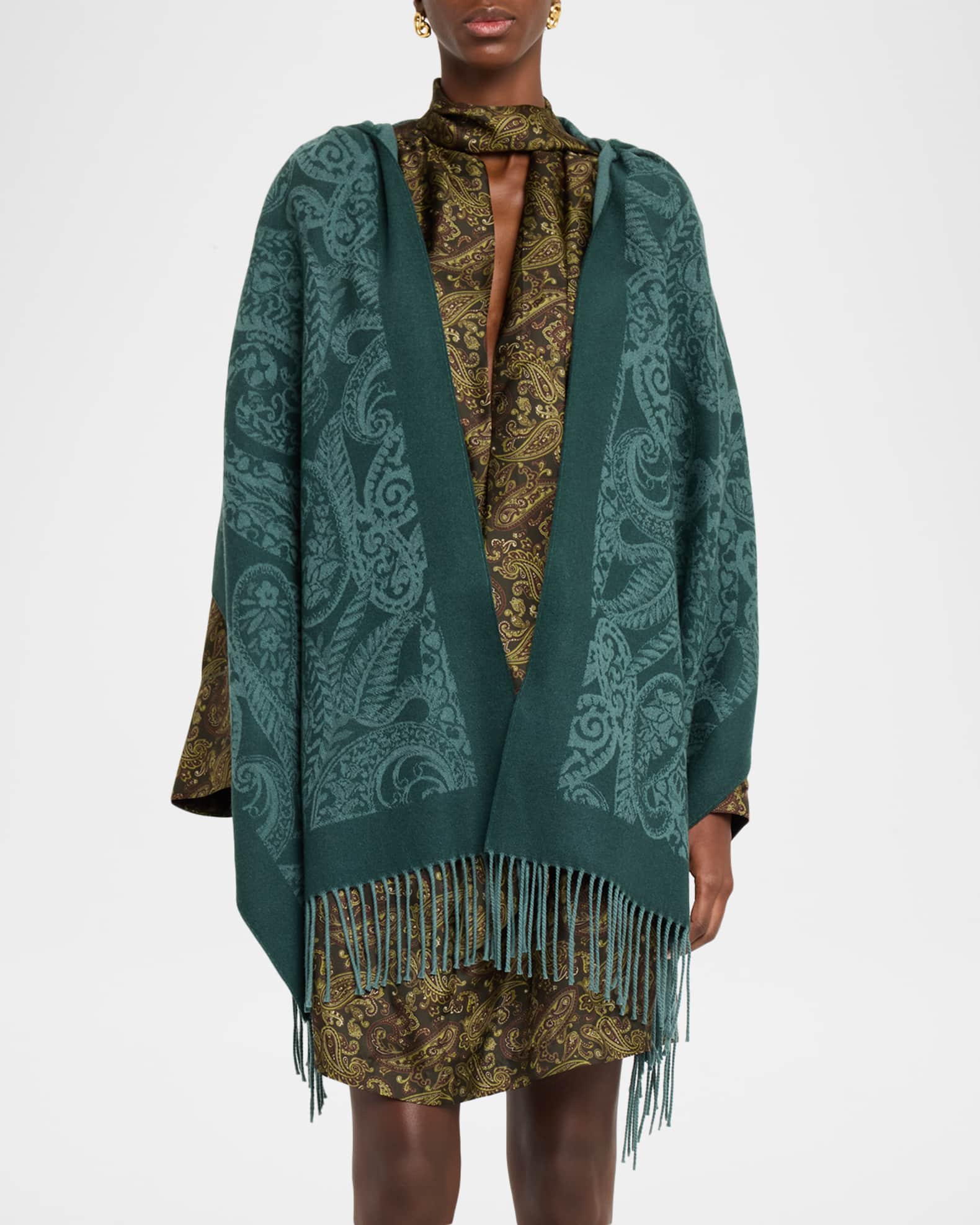 Etro Hooded Paisley Wool Scarf | Neiman Marcus