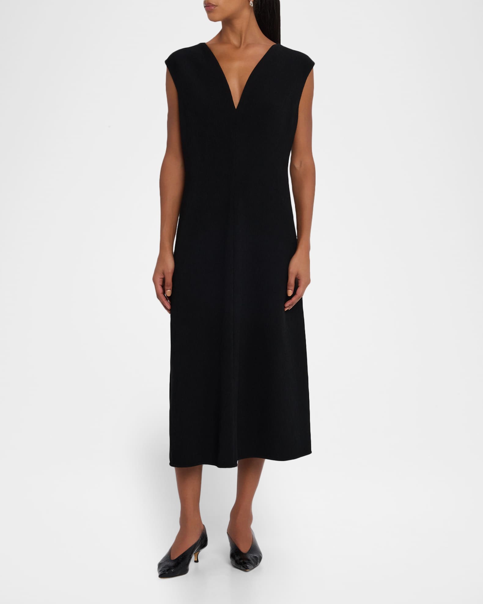 Emporio Armani Sleeveless Flared Crepe Midi Dress | Neiman Marcus
