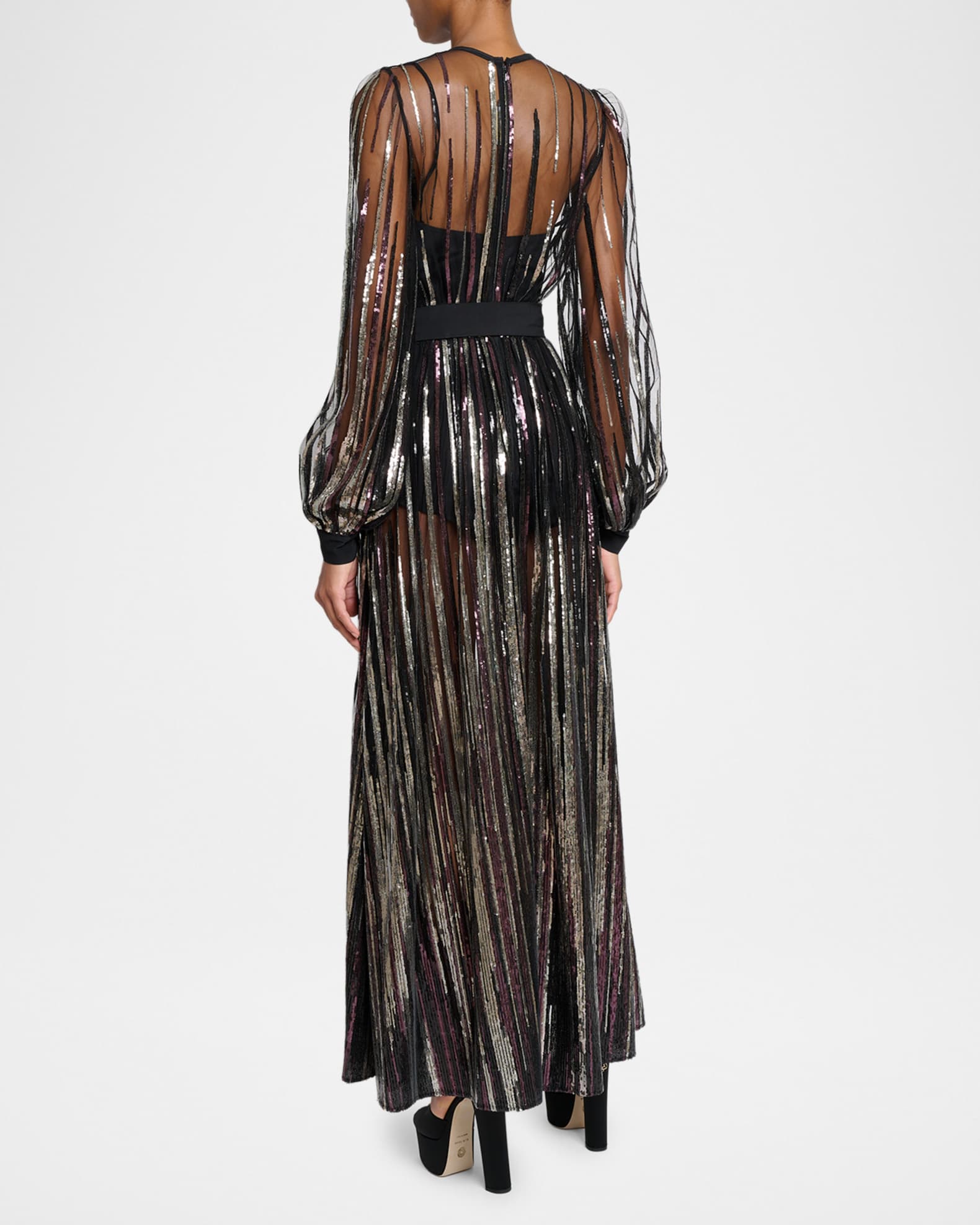 ariana grande film festival dress Iris Black Iridescent Sequin Maxi Dress – Frock and Frill