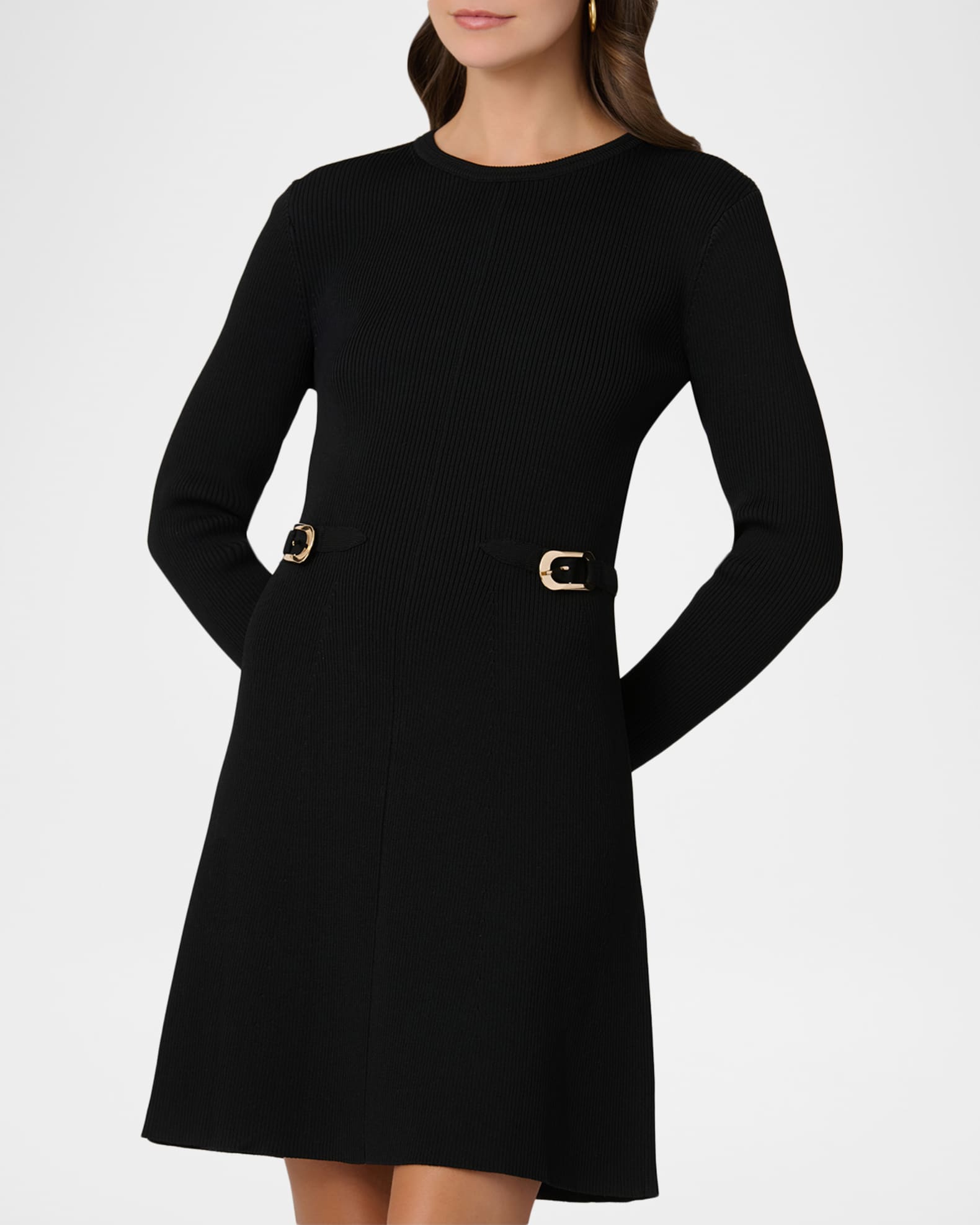 Shoshanna Janice A-Line Rib Knit Mini Dress | Neiman Marcus