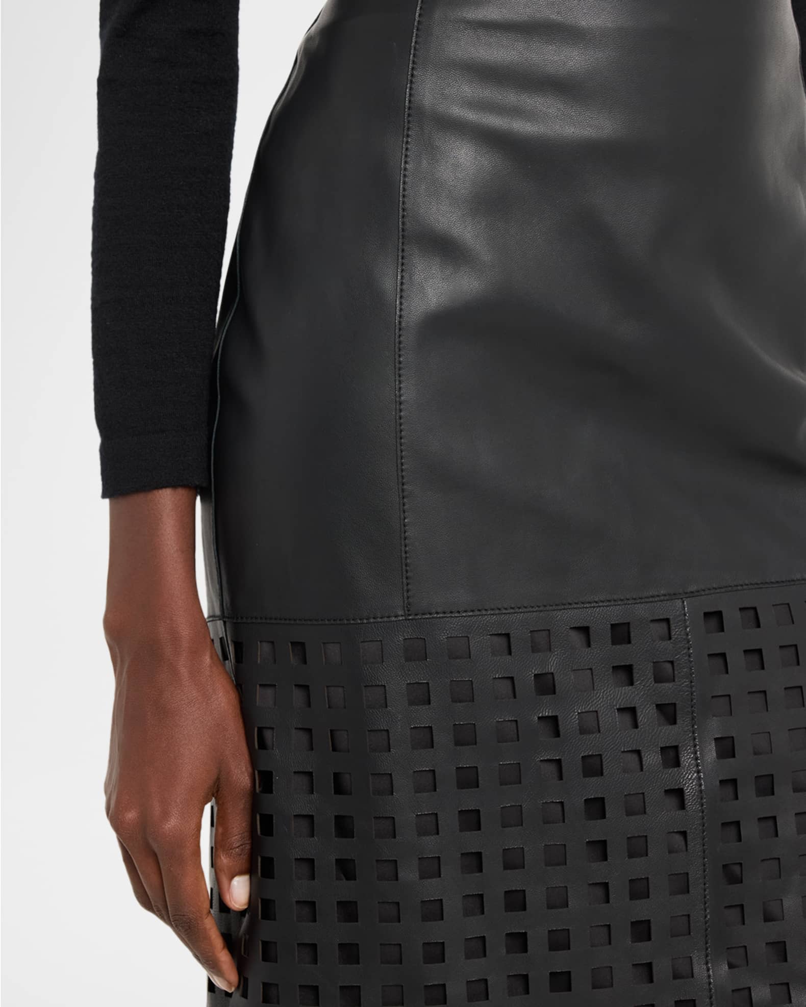 スカート EMPORIO ARMANI Design Skirt Emporio Armani Cutout Leather Midi Skirt | Neiman Marcus