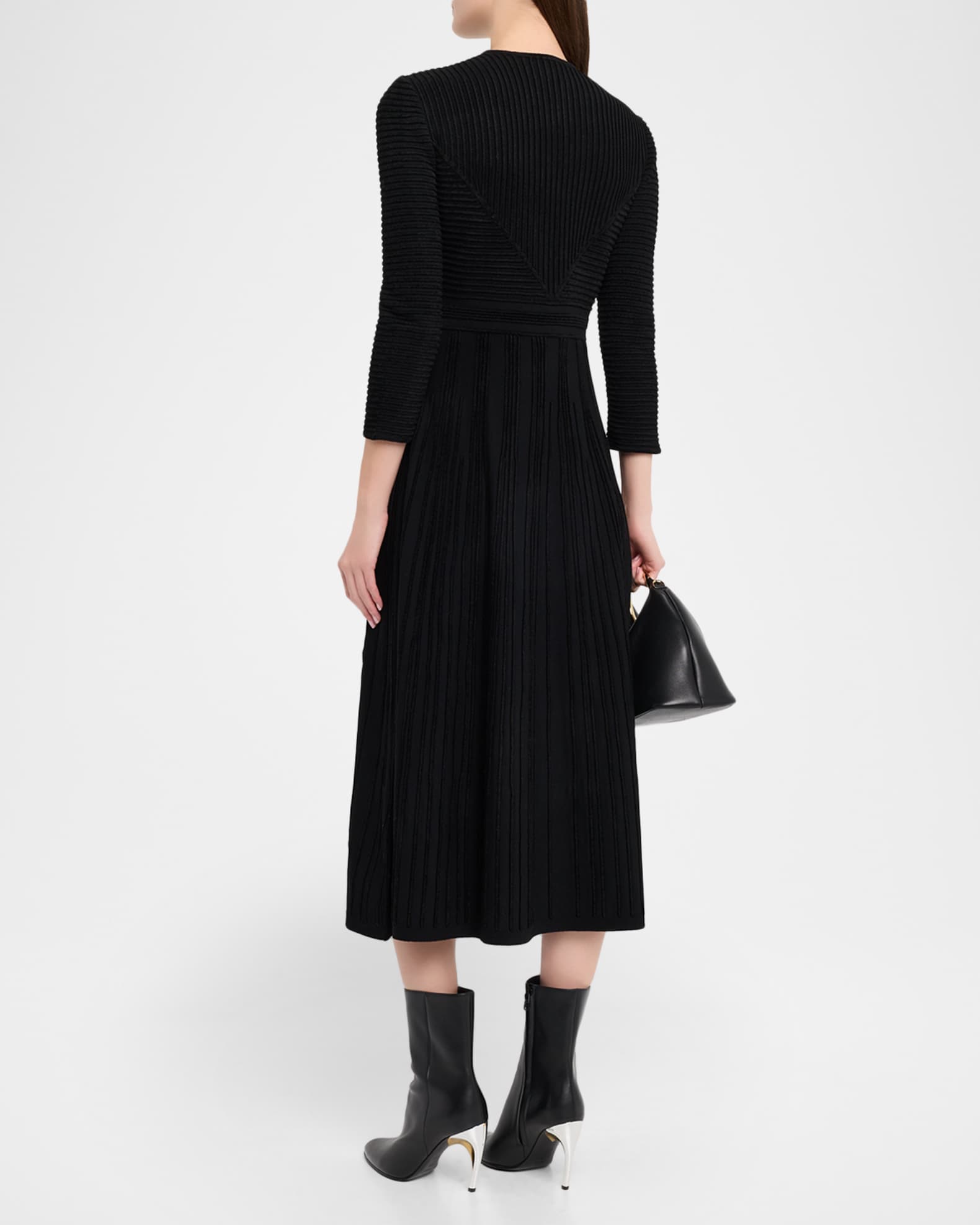 Emporio Armani Ottoman Knit Paneled Midi Dress | Neiman Marcus