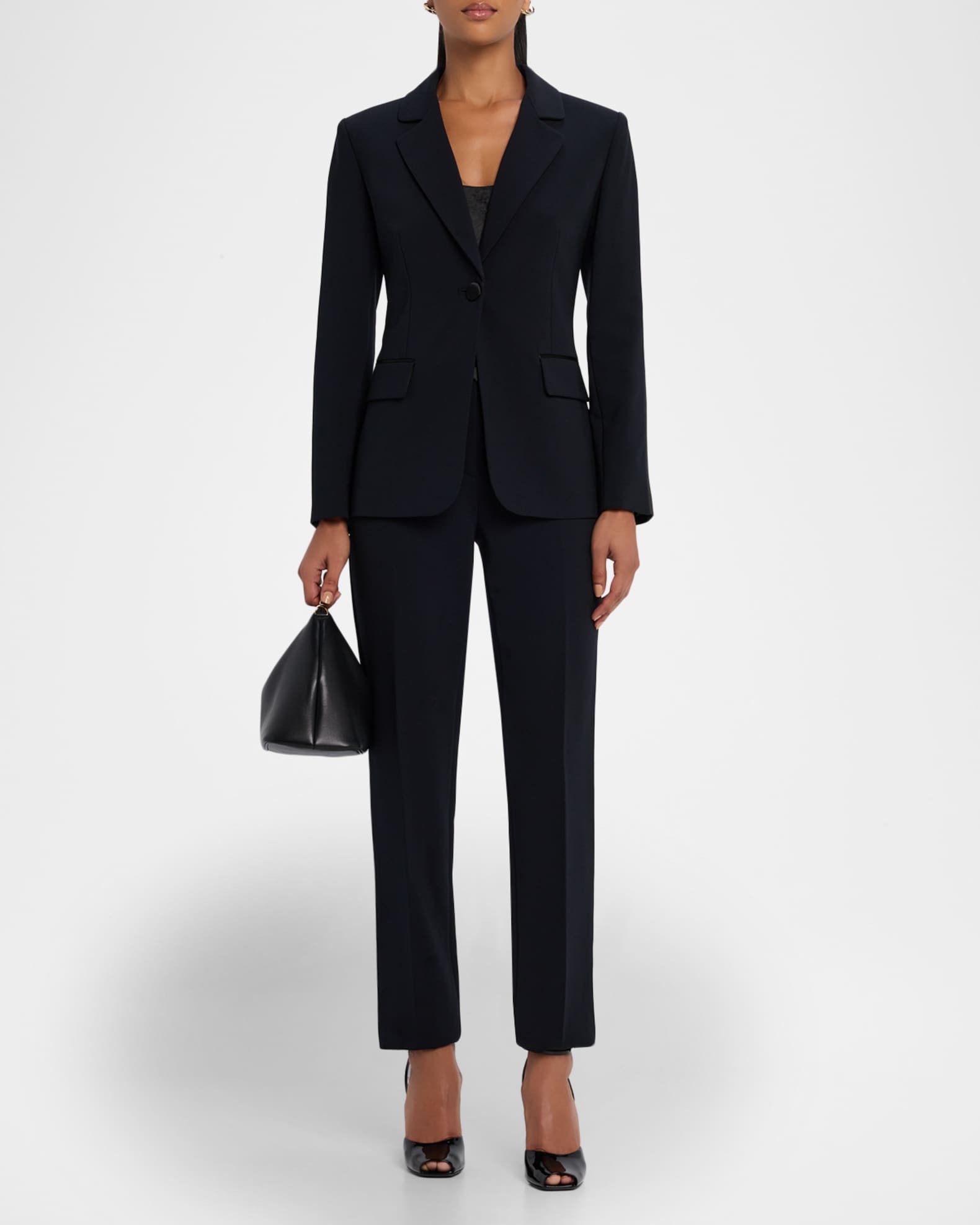 Emporio Armani Satin-Waist Straight-Leg Trousers | Neiman Marcus